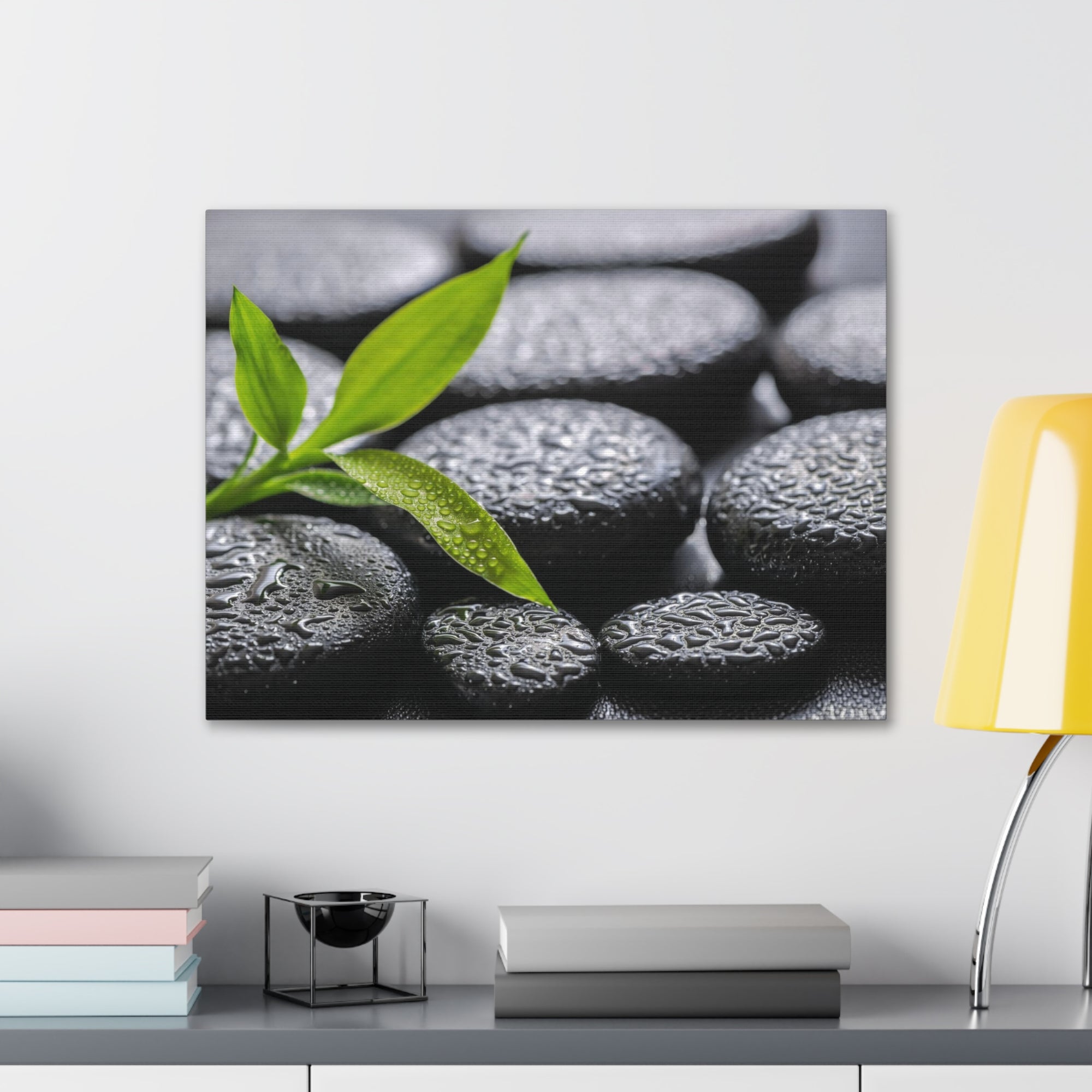 Bamboo on Zen Basalt Forest Floral Nature Photography Canvas Wall Art for Home Decor Ready-to-Hang-Express Your Love Gifts