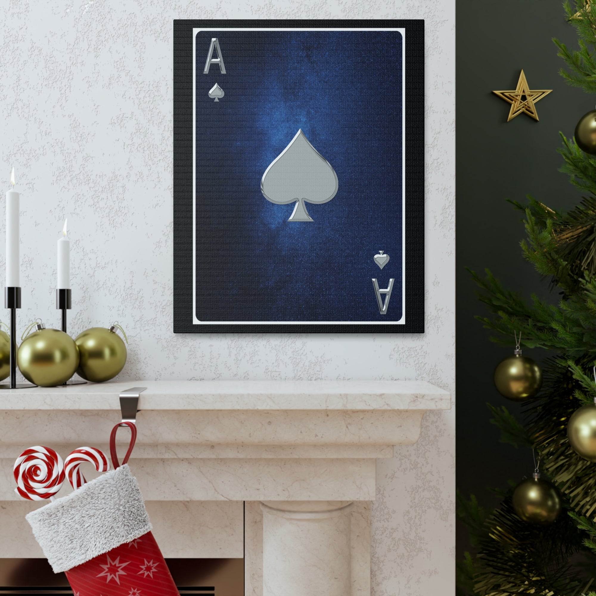 Ace Of Spades Space Background Playing Card Canvas Wall Art for Home Decor Ready-to-Hang-Express Your Love Gifts