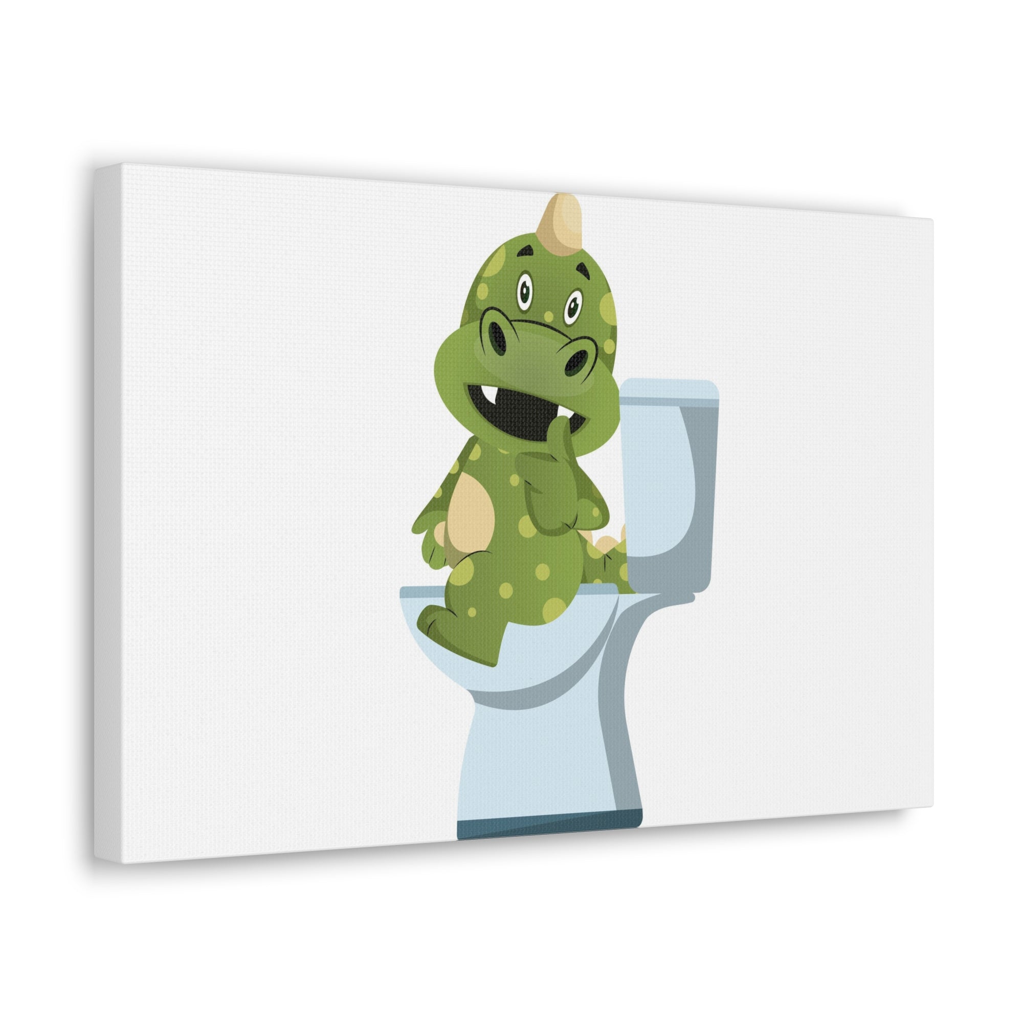 Green Dragon Sitting On Toilet Funny Canvas Wall Art for Home Decor Ready-to-Hand-Express Your Love Gifts