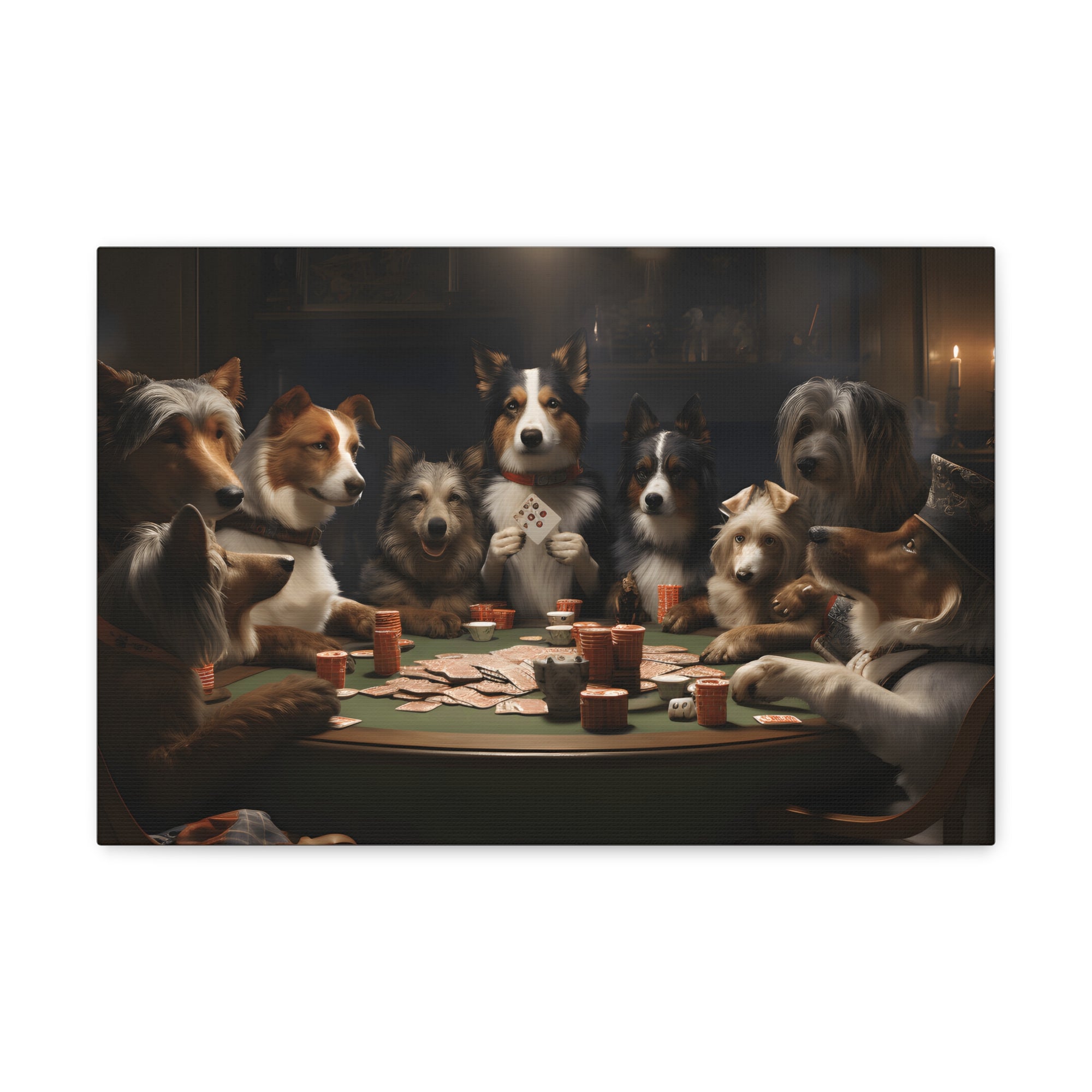 Different Dogs Playing Poker New York Animals Playing Card Canvas Wall Art for Home Decor Ready-to-Hang-Express Your Love Gifts