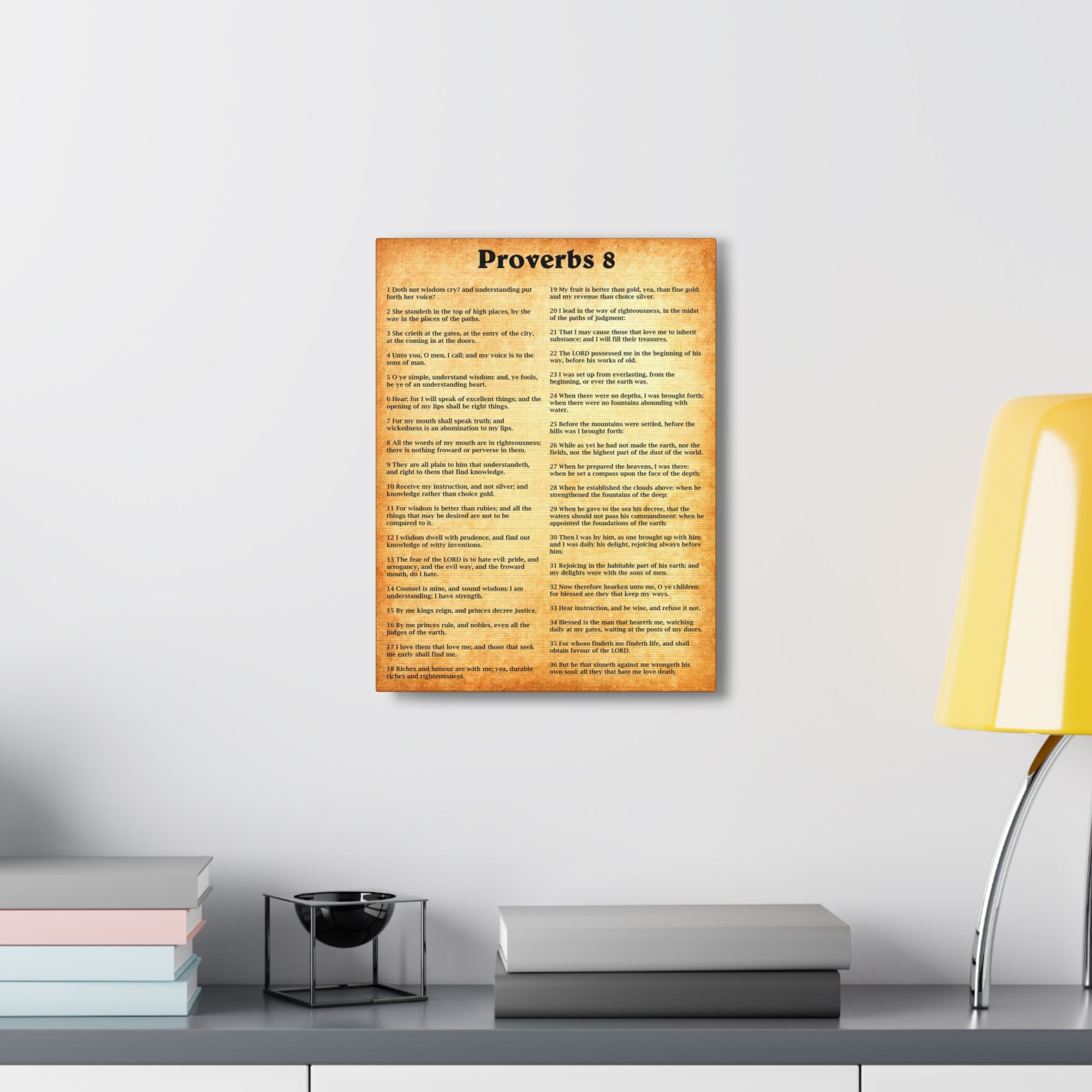 Scripture Walls Proverbs Chapter 8 Gold Bible Canvas Christian Wall Art Ready to Hang Unframed-Express Your Love Gifts