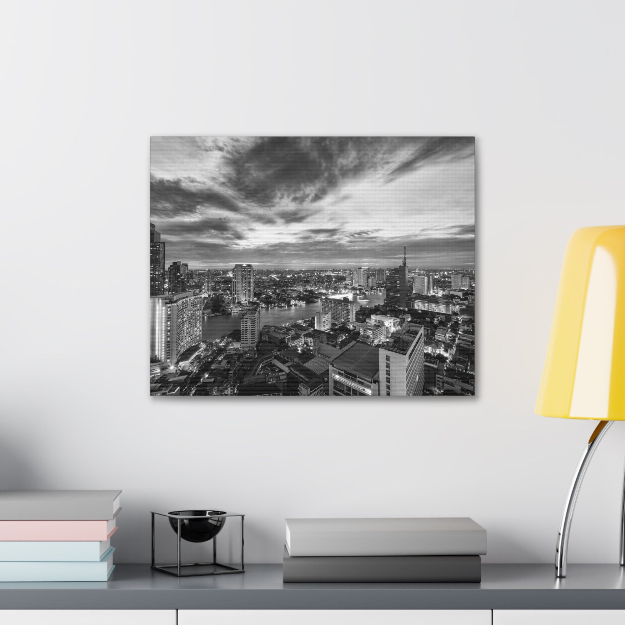 Bangkok Black And White Skyline Canvas Artwork High-Quality Breathtaking Stunning Cityscape for Home Decor Ready to Hang-Express Your Love Gifts