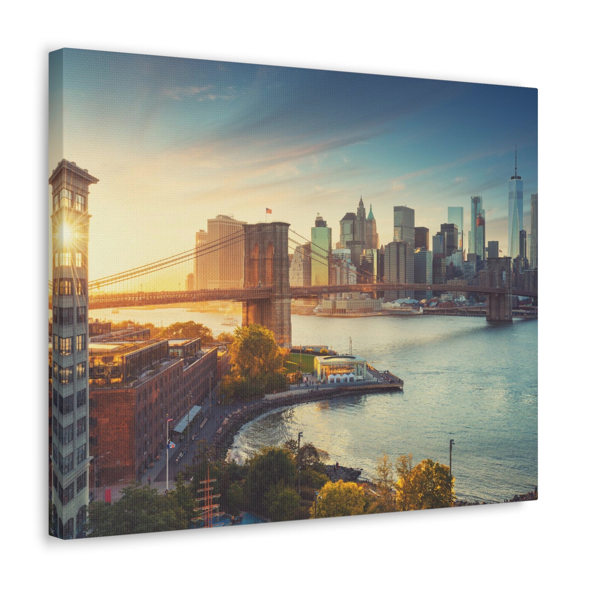 Brooklyn Daytime Skyline Canvas Artwork High-Quality Breathtaking Stunning Cityscape for Home Decor Ready to Hang-Express Your Love Gifts