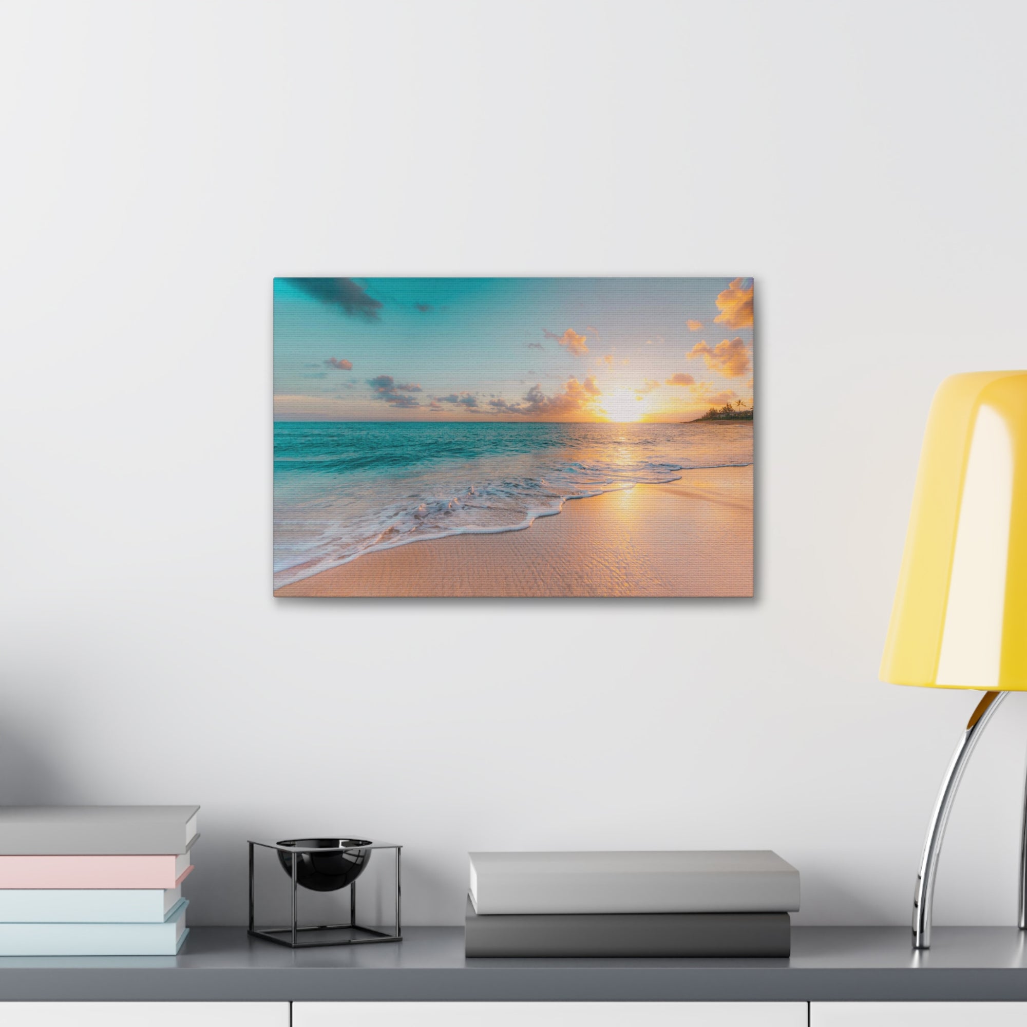 Beach Blue Sky Daylight Ocean Canvas Wall Art for Home Decor Ready-to-Hang-Express Your Love Gifts