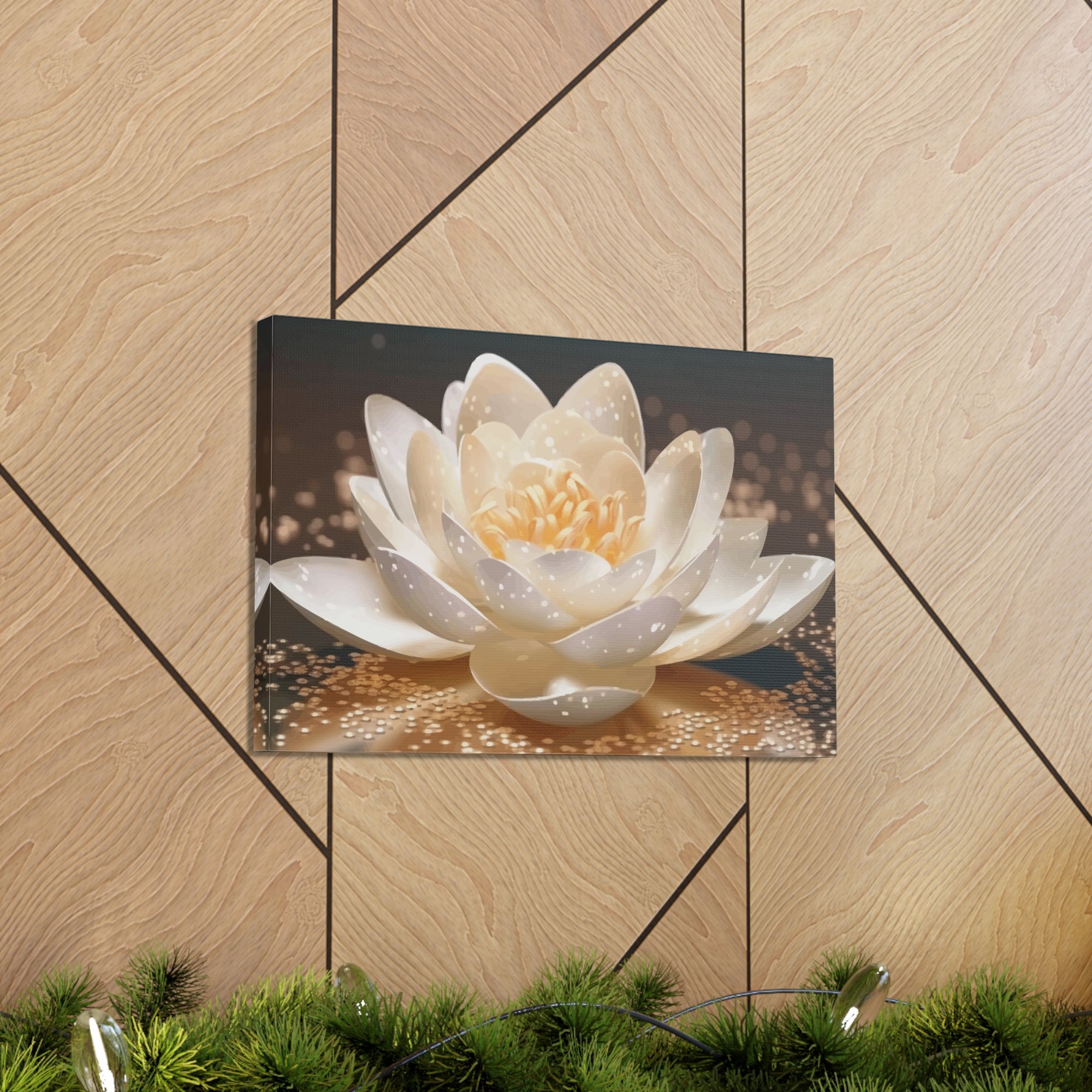 Beautiful White Lotus Flower Canvas Wall Art for Home Decor Ready-to-Hang-Express Your Love Gifts