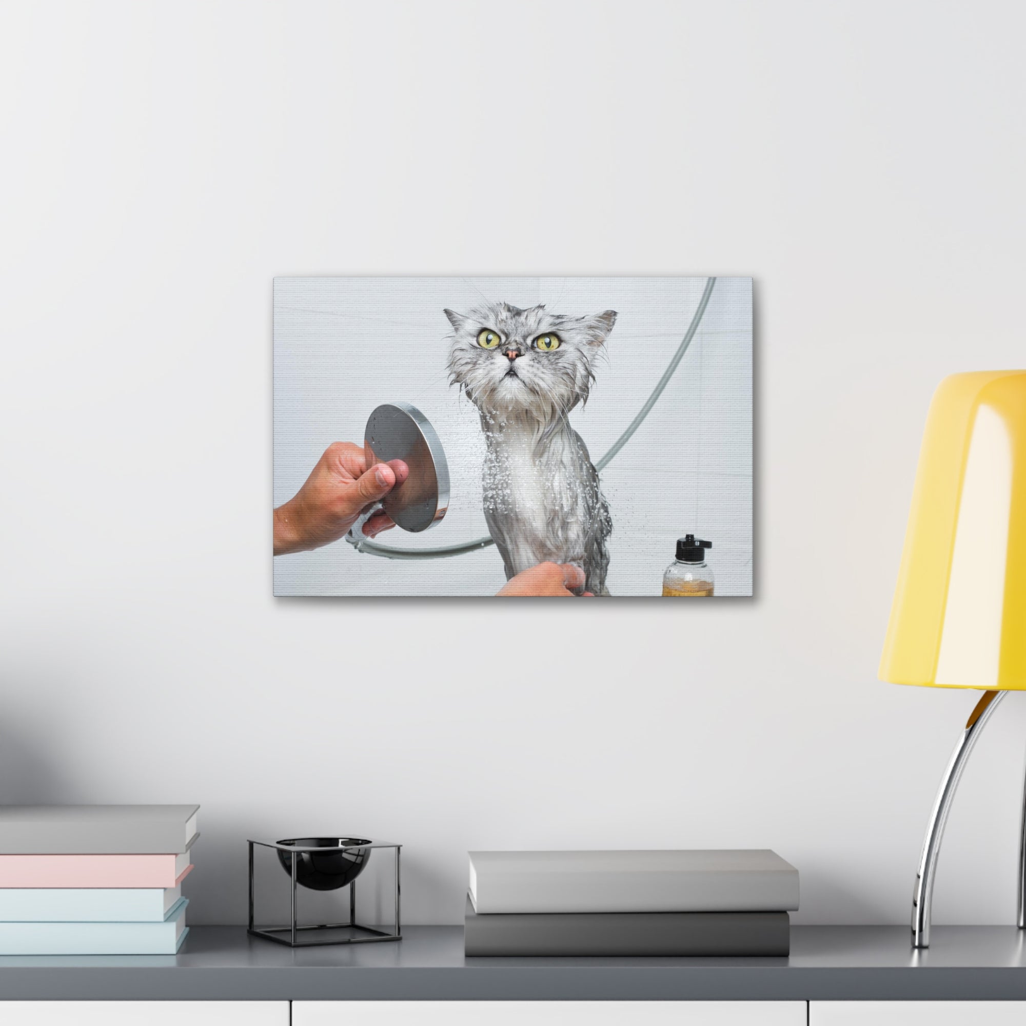 Funny Wet Cat Bath Canvas Wall Art for Home Decor Ready-to-Hang-Express Your Love Gifts