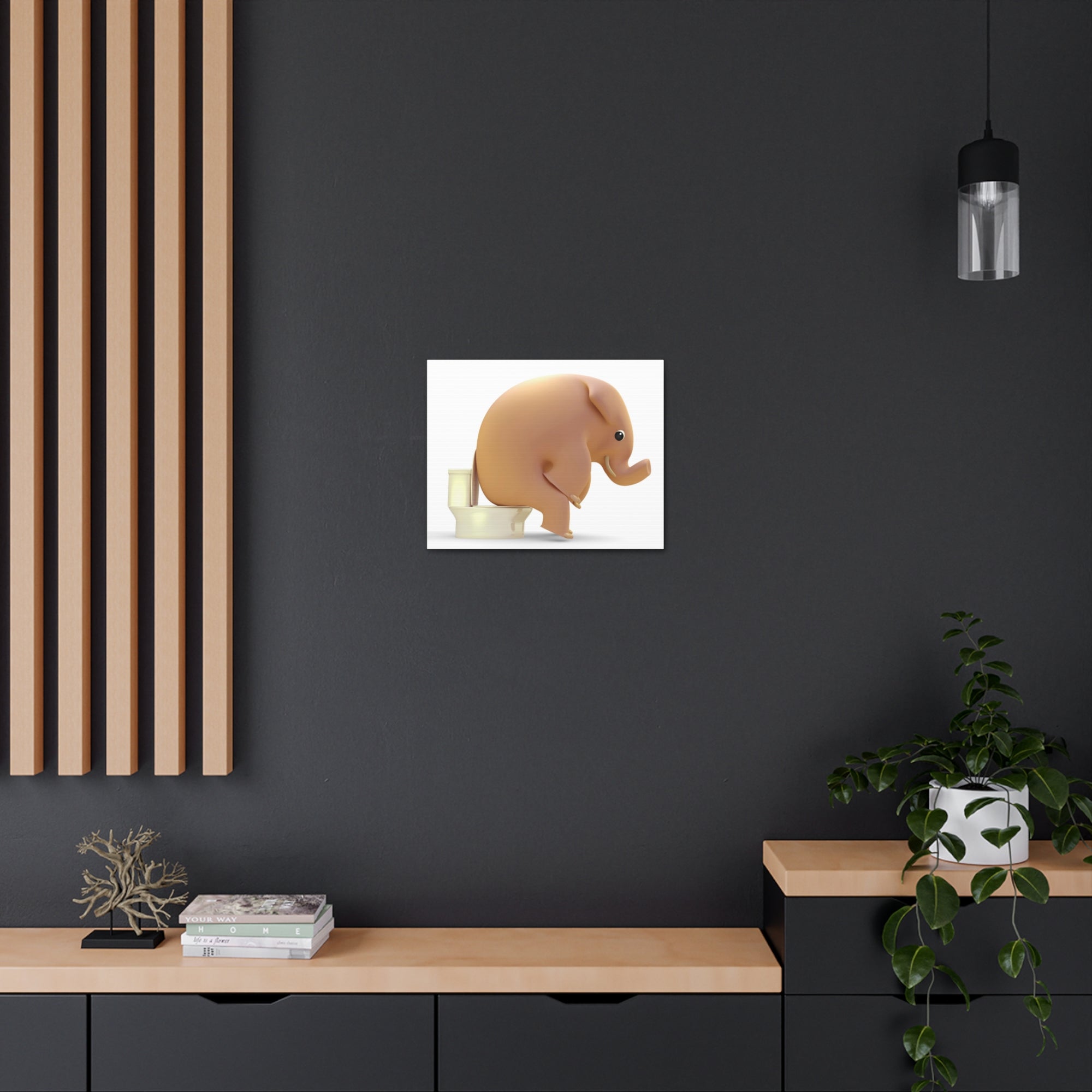 3D Elephant Seated On Toilet Funny Canvas Wall Art for Home Decor Ready-to-Hand-Express Your Love Gifts