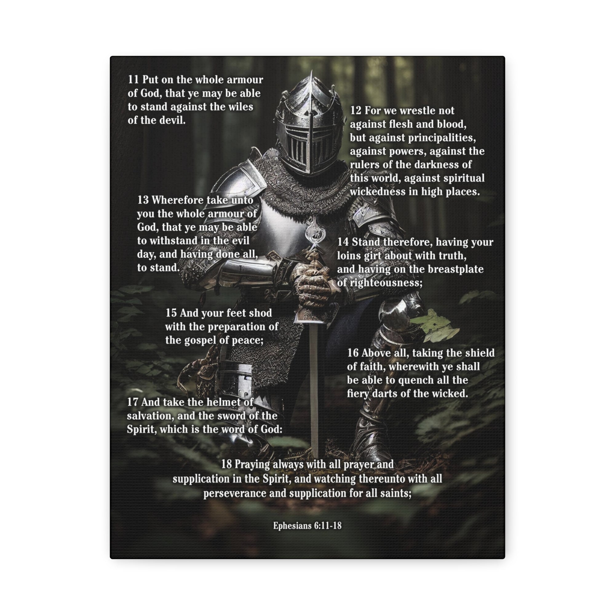 Scripture Walls Armor Of God Ephesians 6:11-18 Soldier Kneels Christian Wall Art Print Ready to Hang Unframed-Express Your Love Gifts