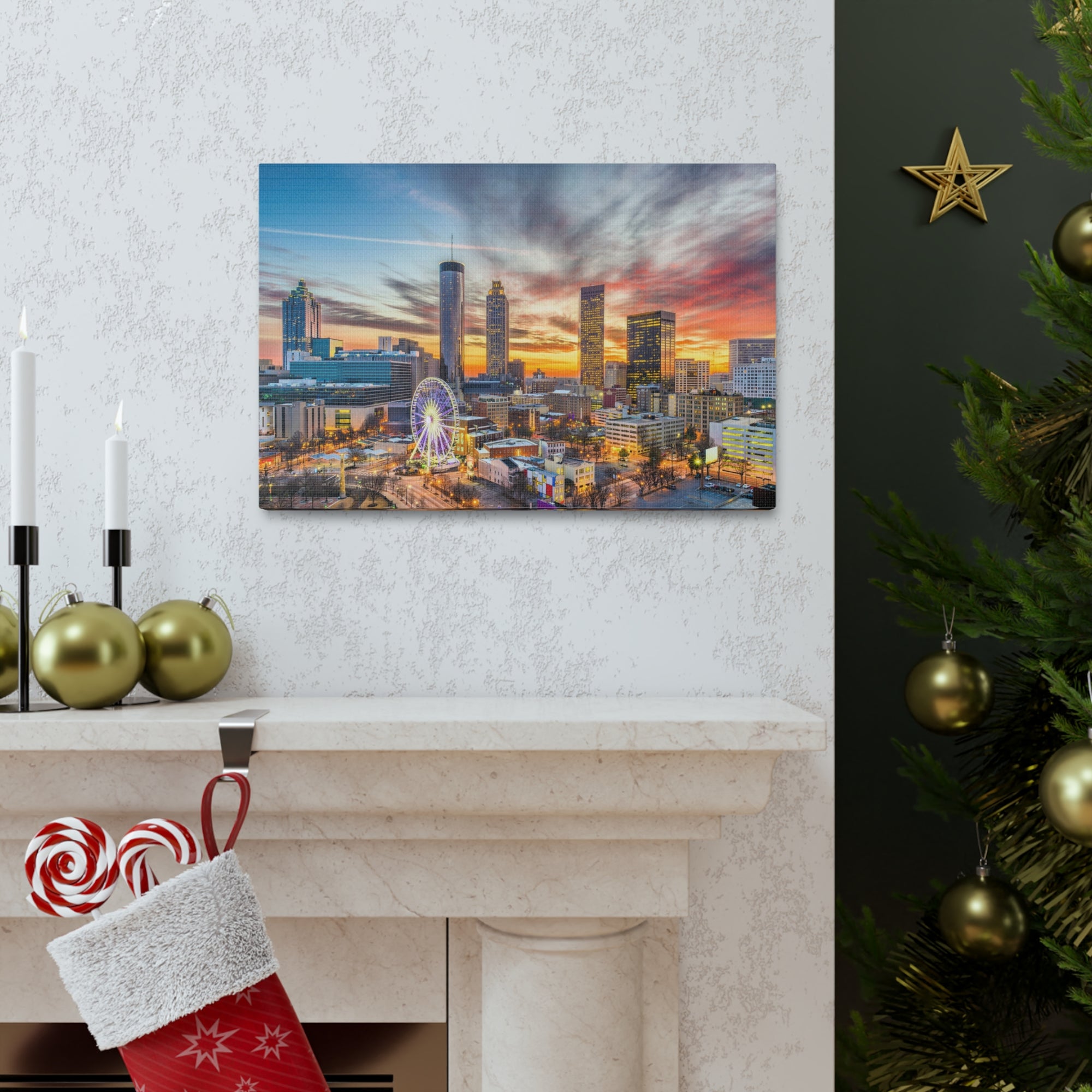 Atlanta Daytime Skyline Canvas Artwork High-Quality Breathtaking Stunning Cityscape for Home Decor Ready to Hang-Express Your Love Gifts