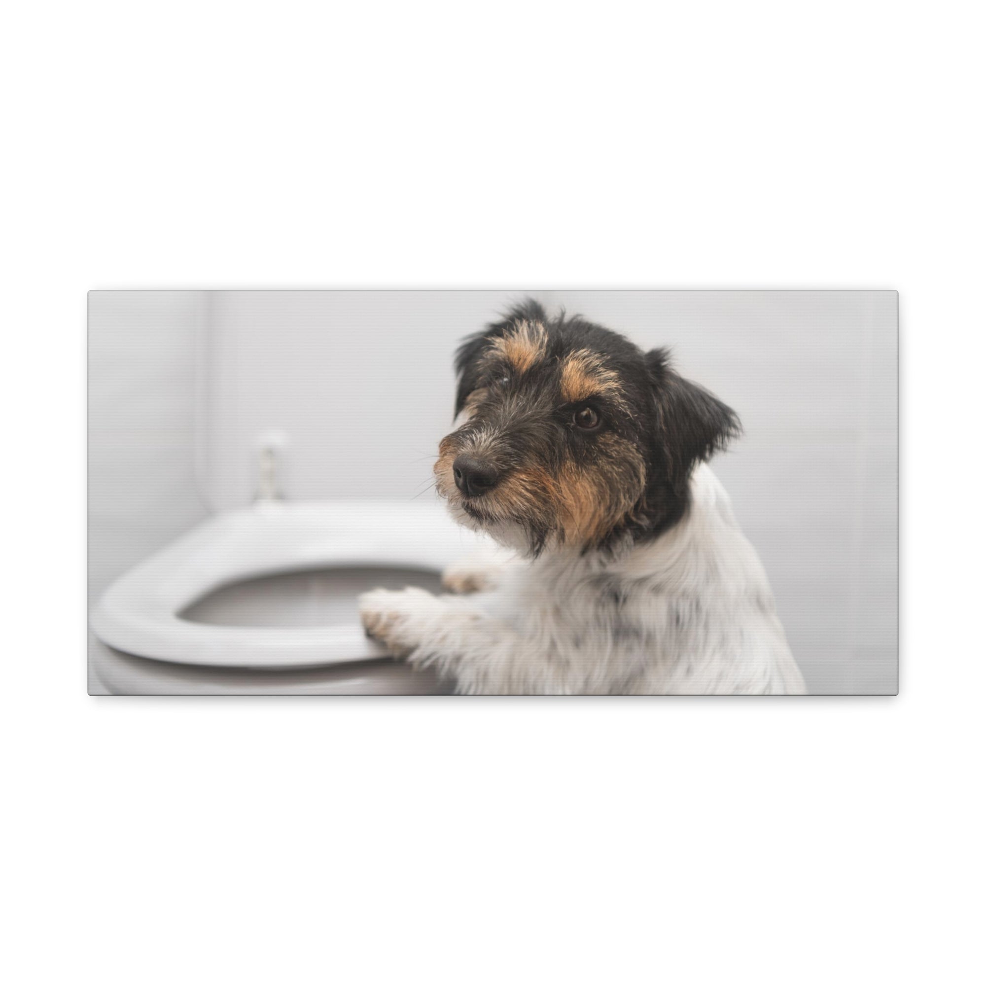 Jack Russell Terrier Standing On Toilet Funny Canvas Wall Art for Home Decor Ready-to-Hand-Express Your Love Gifts