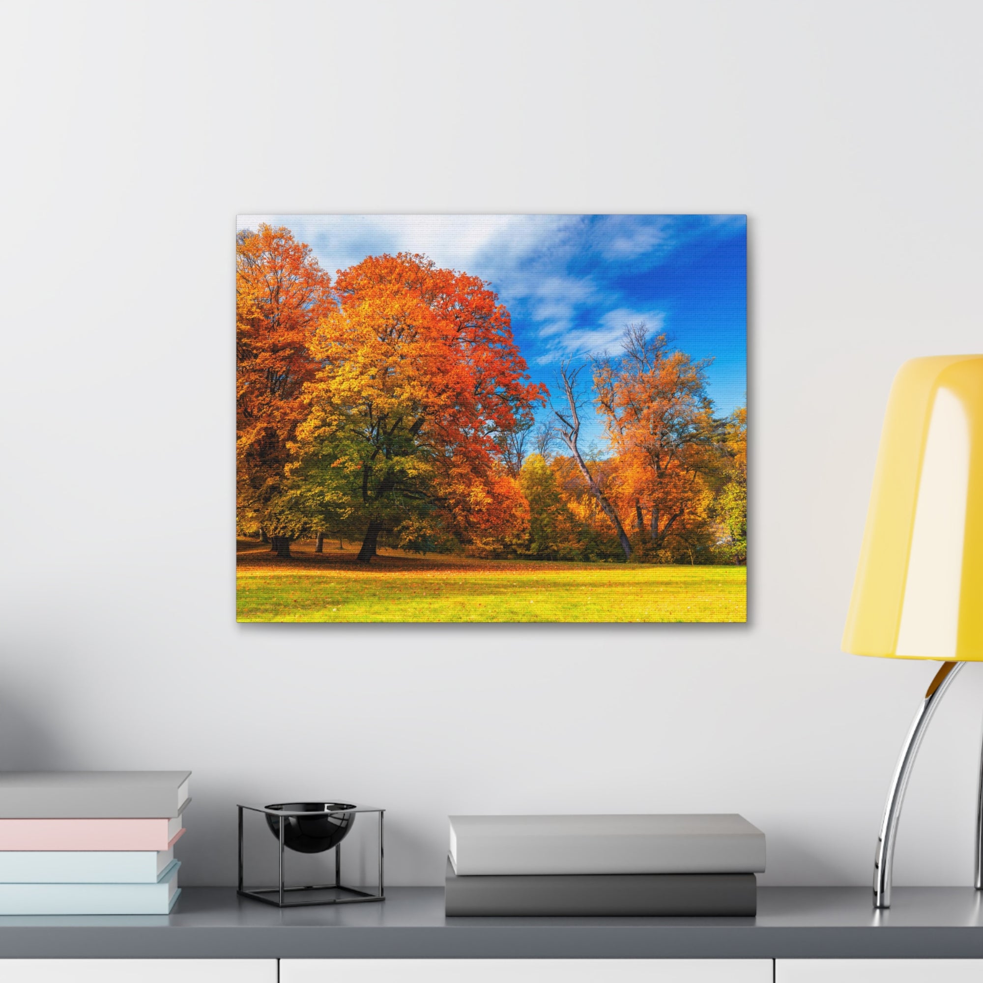 Autumn Fall Scene Beautiful Autumn Forest Path Beauty Nature Scene Bright Light Sun Wall Art Ready to Hang-Express Your Love Gifts