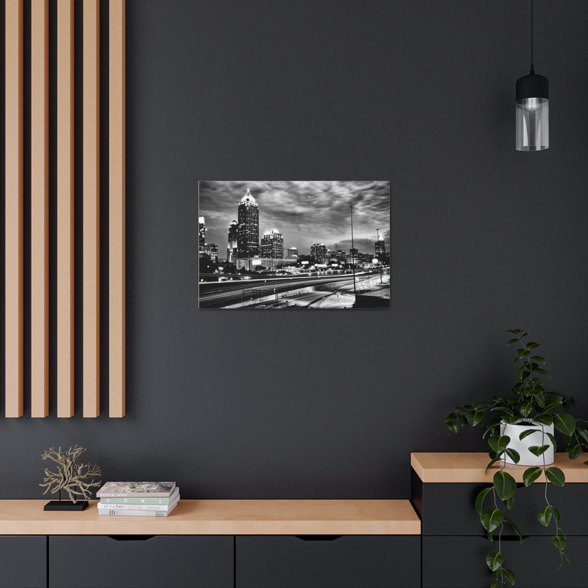 Atlanta Black And White Skyline Canvas Artwork High-Quality Breathtaking Stunning Cityscape for Home Decor Ready to Hang-Express Your Love Gifts