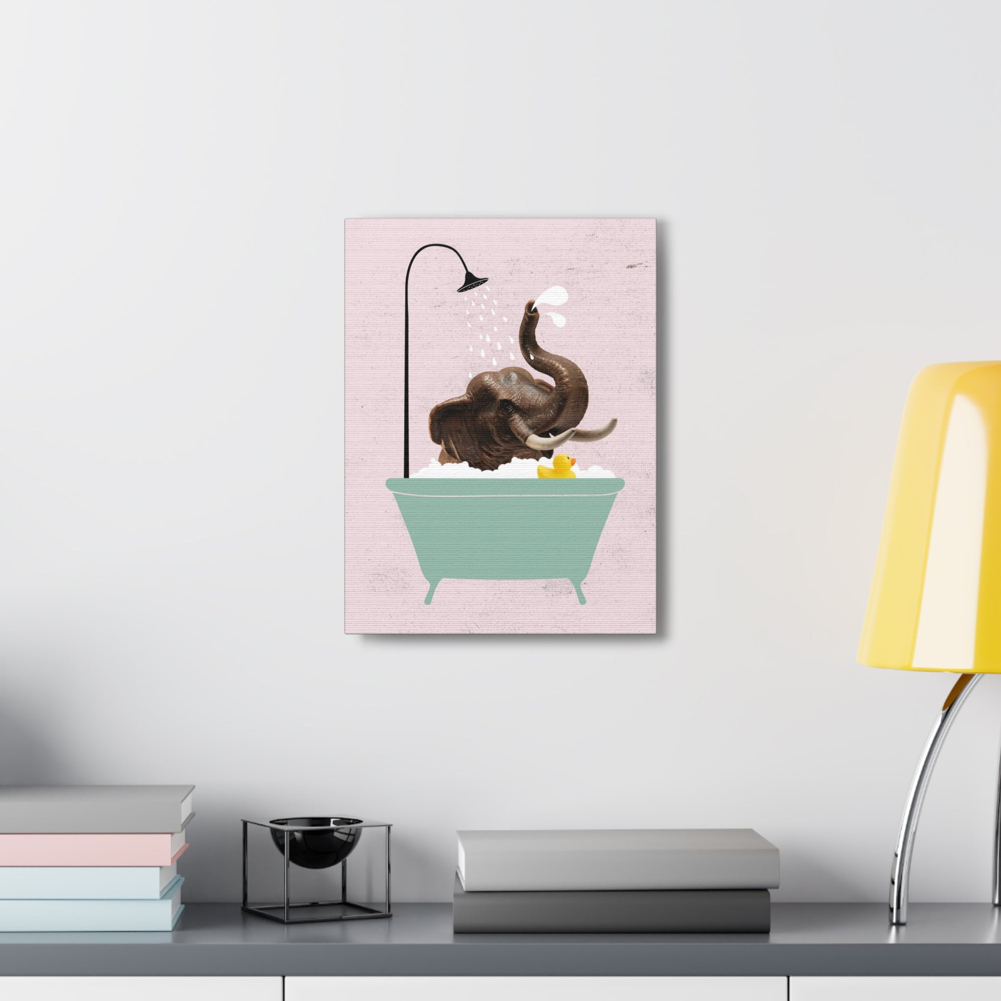 Funny Elephant Bath Canvas Wall Art for Home Decor Ready-to-Hang-Express Your Love Gifts