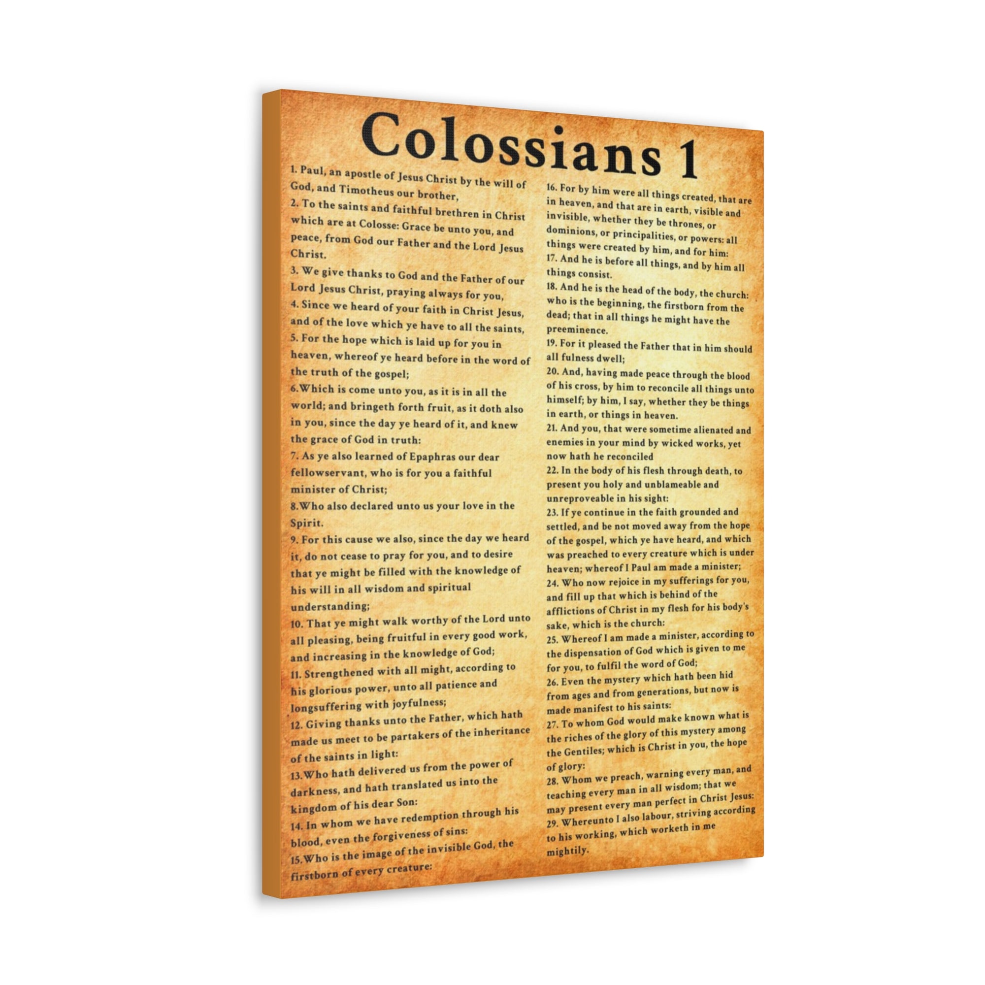 Scripture Walls Colossians 1 Gold Bible Verse Canvas Christian Wall Art Ready to Hang Unframed-Express Your Love Gifts