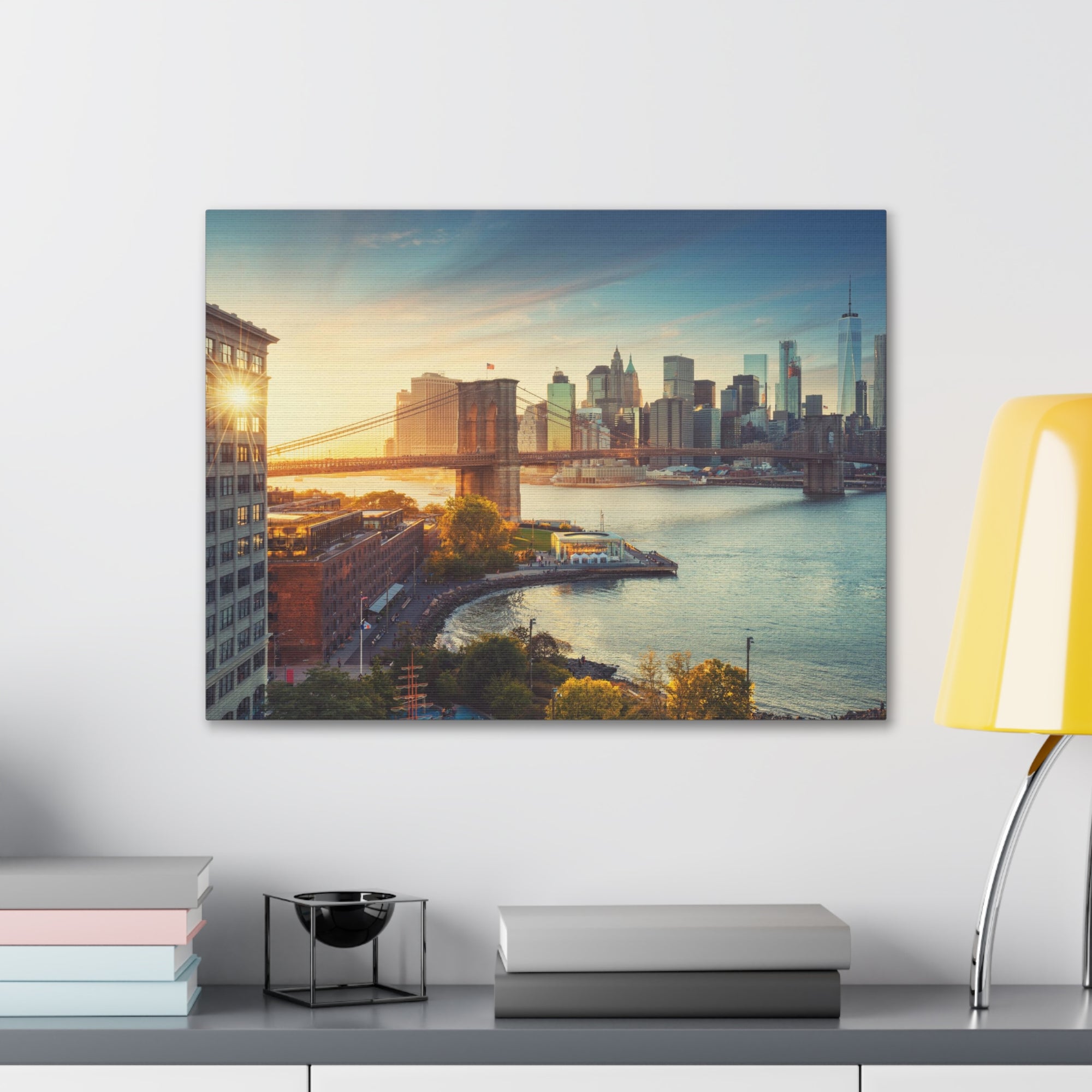 Brooklyn Daytime Skyline Canvas Artwork High-Quality Breathtaking Stunning Cityscape for Home Decor Ready to Hang-Express Your Love Gifts