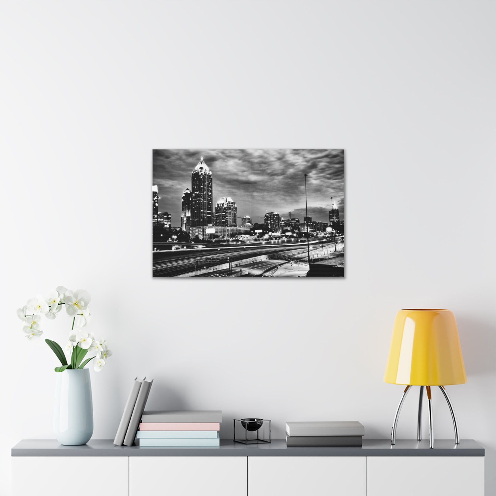 Atlanta Black And White Skyline Canvas Artwork High-Quality Breathtaking Stunning Cityscape for Home Decor Ready to Hang-Express Your Love Gifts