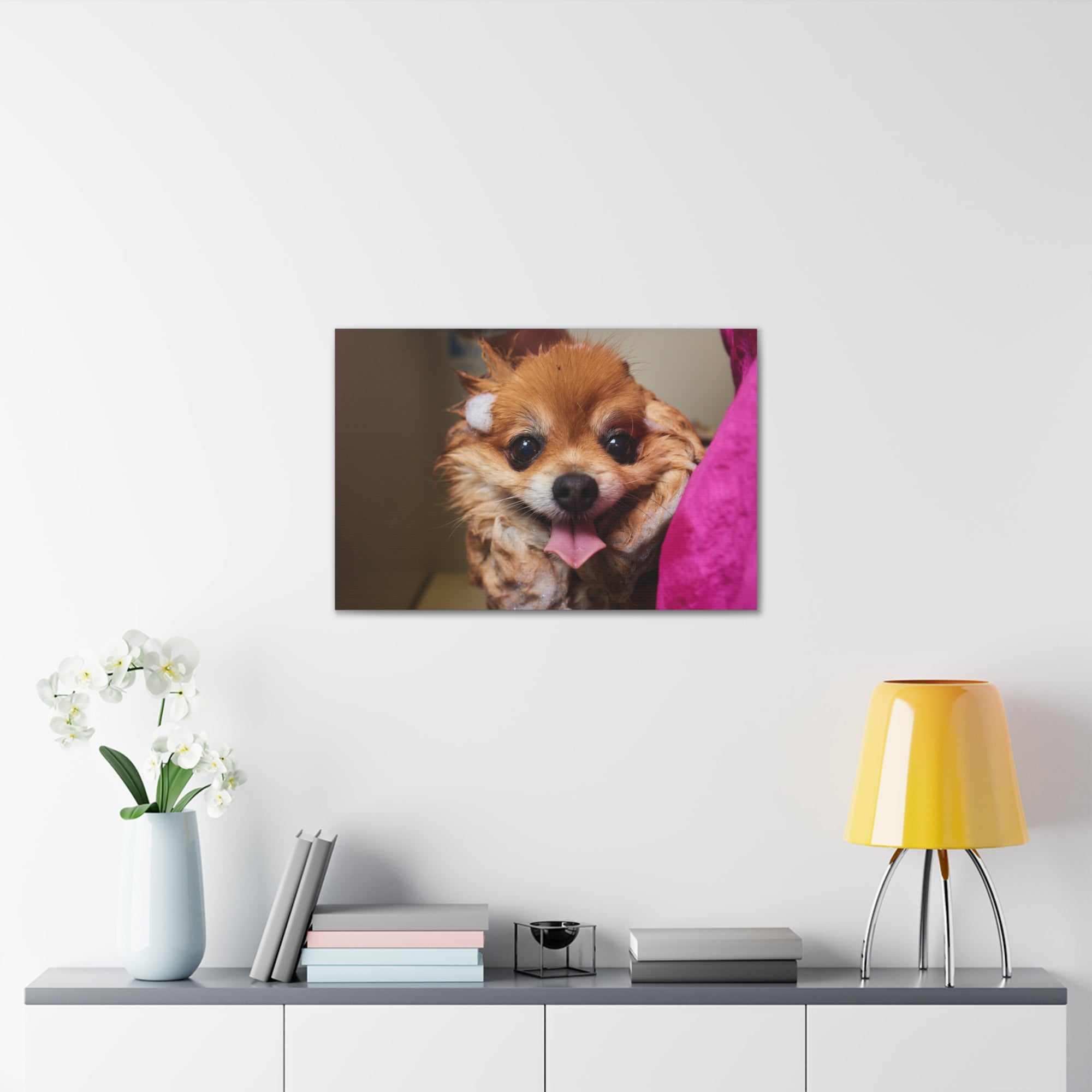 Funny Corgi Bathee Canvas Wall Art for Home Decor Ready-to-Hang-Express Your Love Gifts