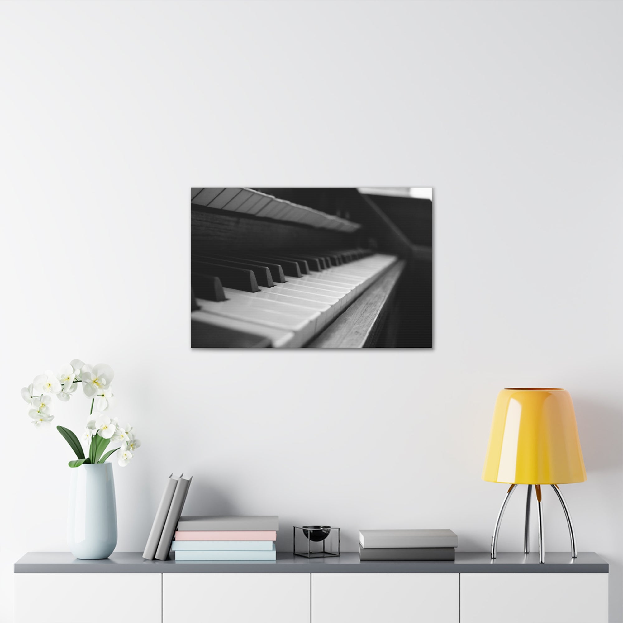 Black and White Piano Music Lover's Delight Piano Keyboard Canvas Wall Art for Home Decor Ready-to-Hang-Express Your Love Gifts