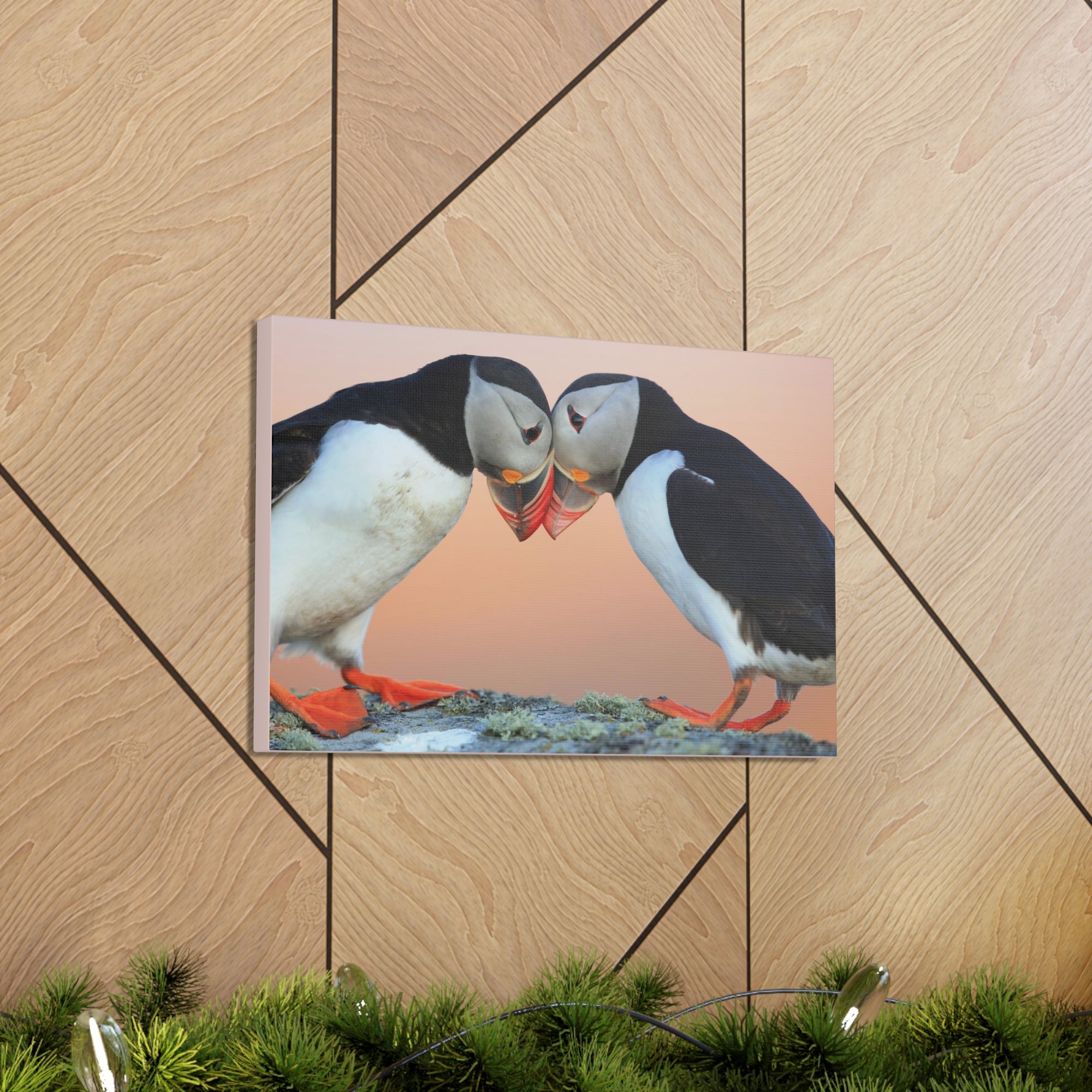 Funny Atlantic Puffin Silly Atlantic Puffin Couple Wall Art Ready to Hang-Express Your Love Gifts