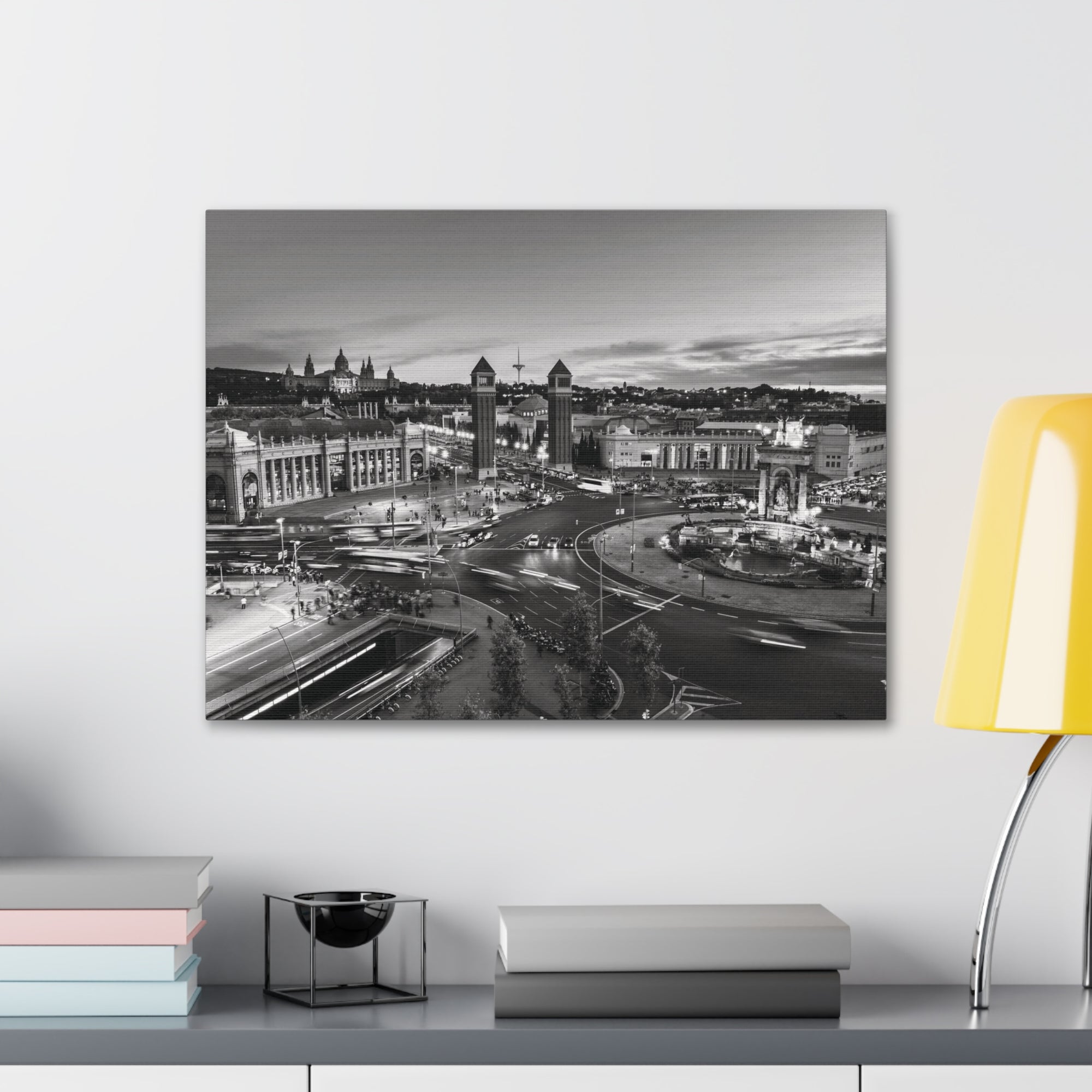 Barcelona Black And White Skyline Canvas Artwork High-Quality Breathtaking Stunning Cityscape for Home Decor Ready to Hang-Express Your Love Gifts