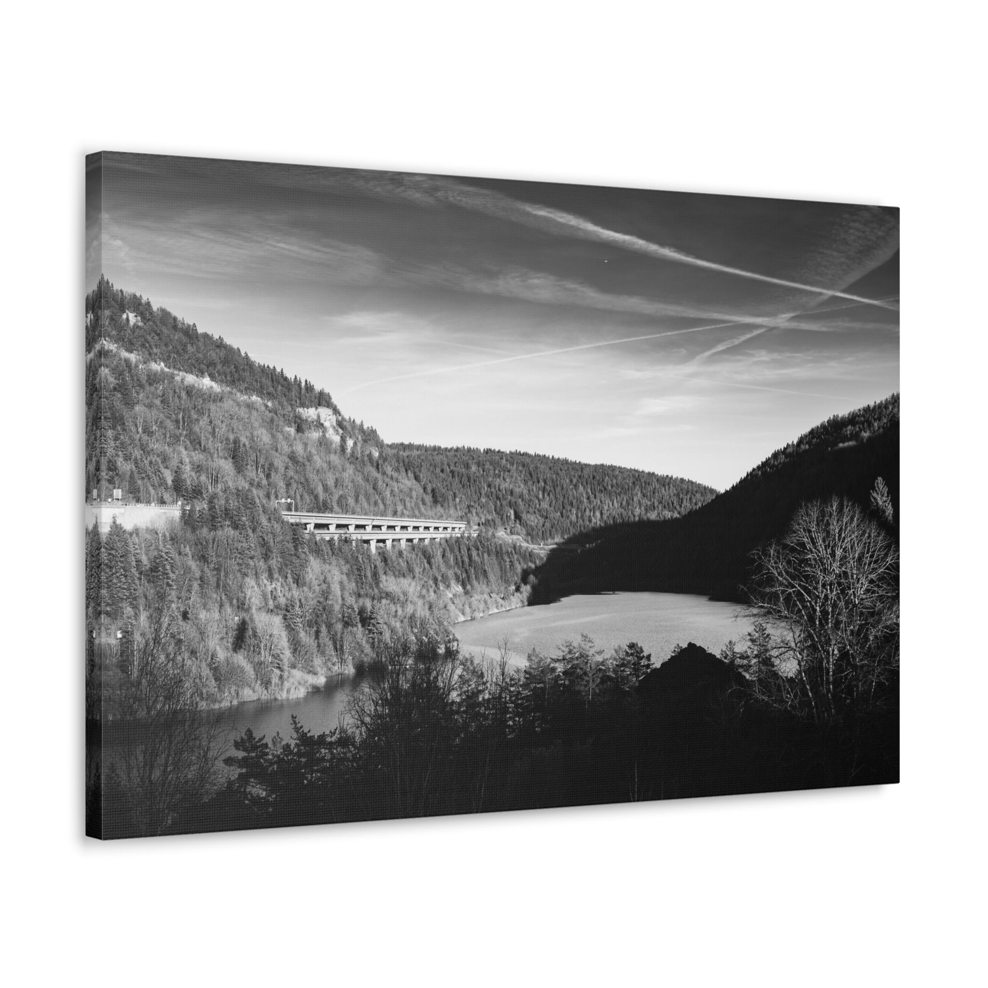 Black And White Forest Mountain Nature Wilderness Photography Canvas Wall Art for Home Decor Ready-to-Hang-Express Your Love Gifts