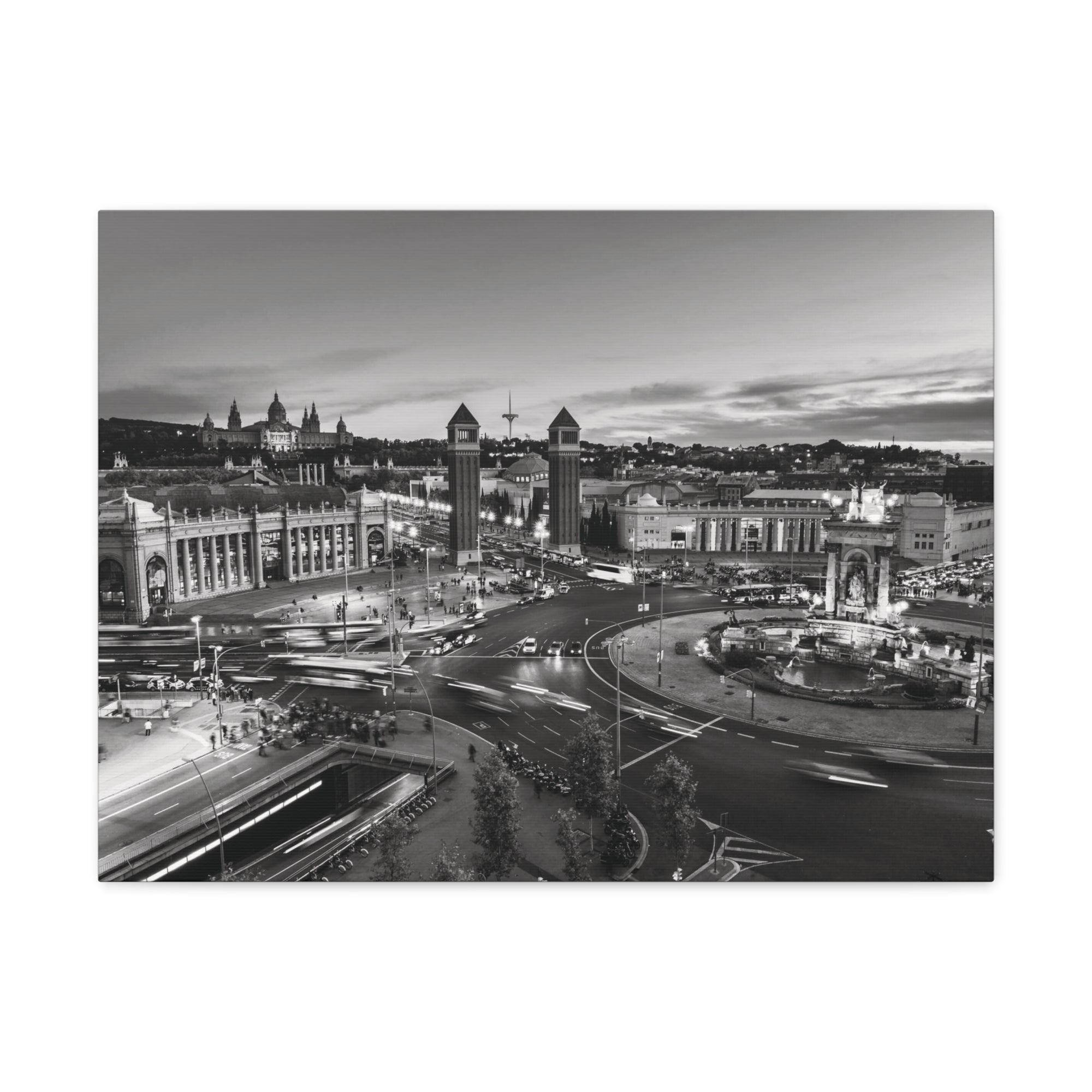 Barcelona Black And White Skyline Canvas Artwork High-Quality Breathtaking Stunning Cityscape for Home Decor Ready to Hang-Express Your Love Gifts