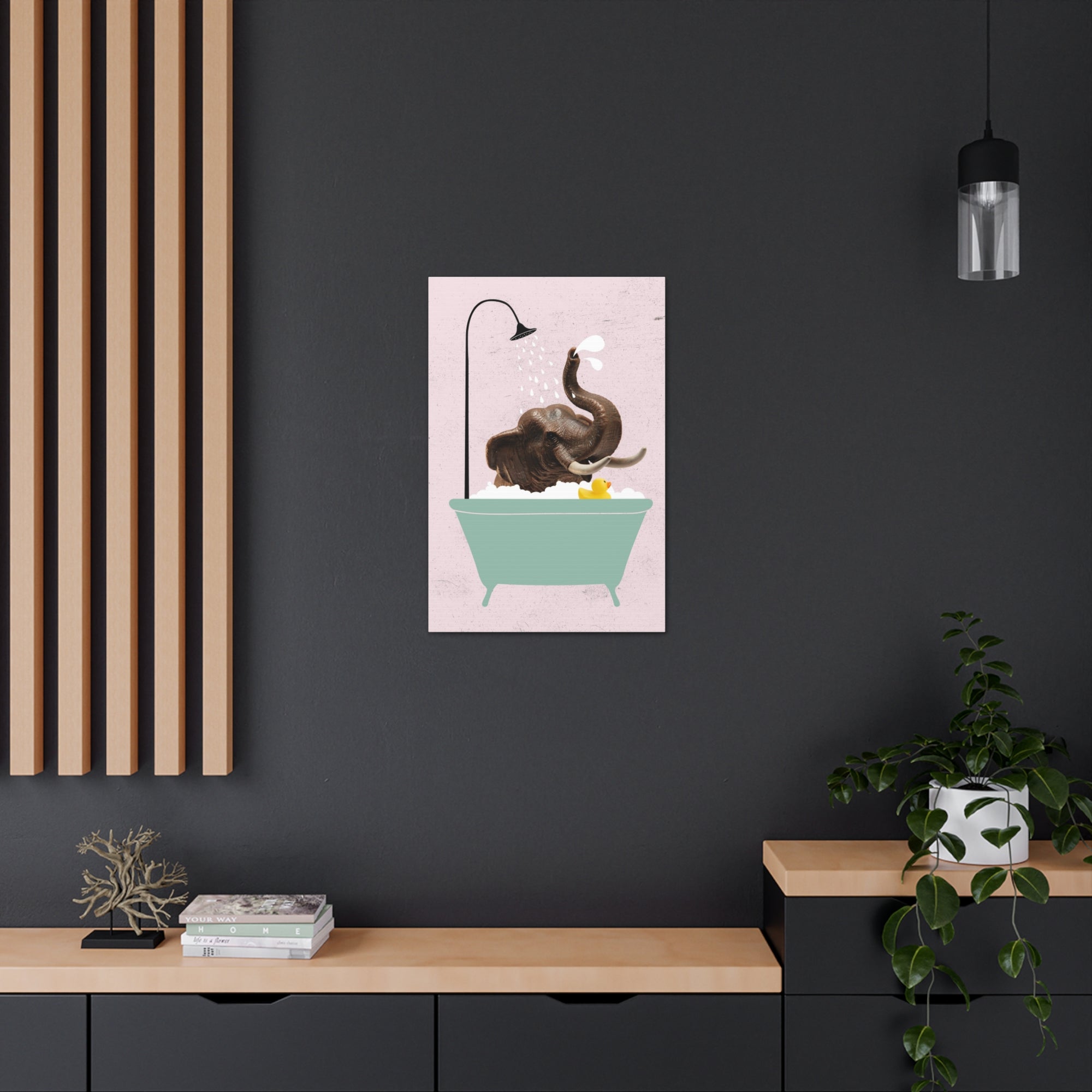 Funny Elephant Bath Canvas Wall Art for Home Decor Ready-to-Hang-Express Your Love Gifts