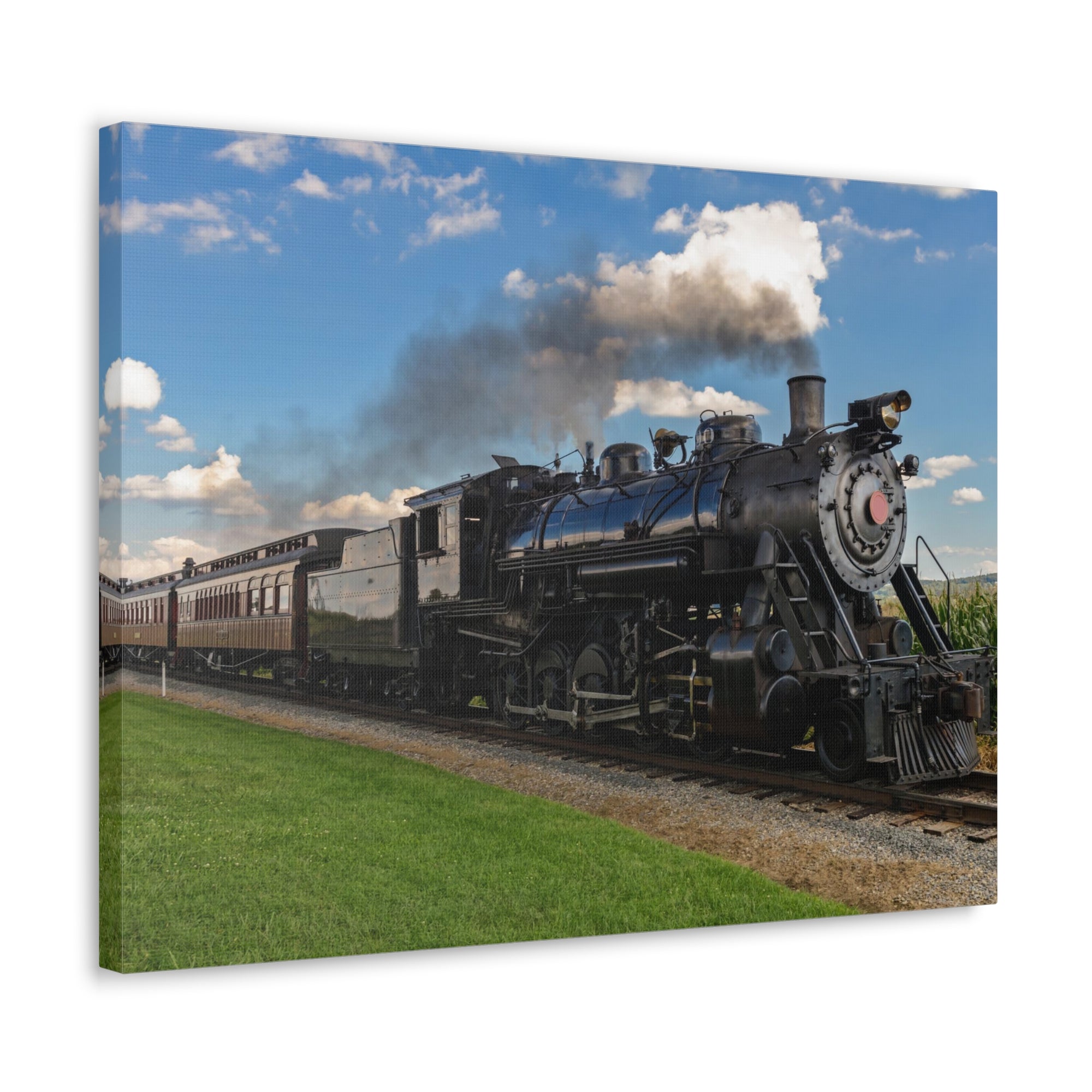 Steam Train With Black Smoke Nature Wilderness Photography Canvas Wall Art for Home Decor Ready-to-Hang-Express Your Love Gifts