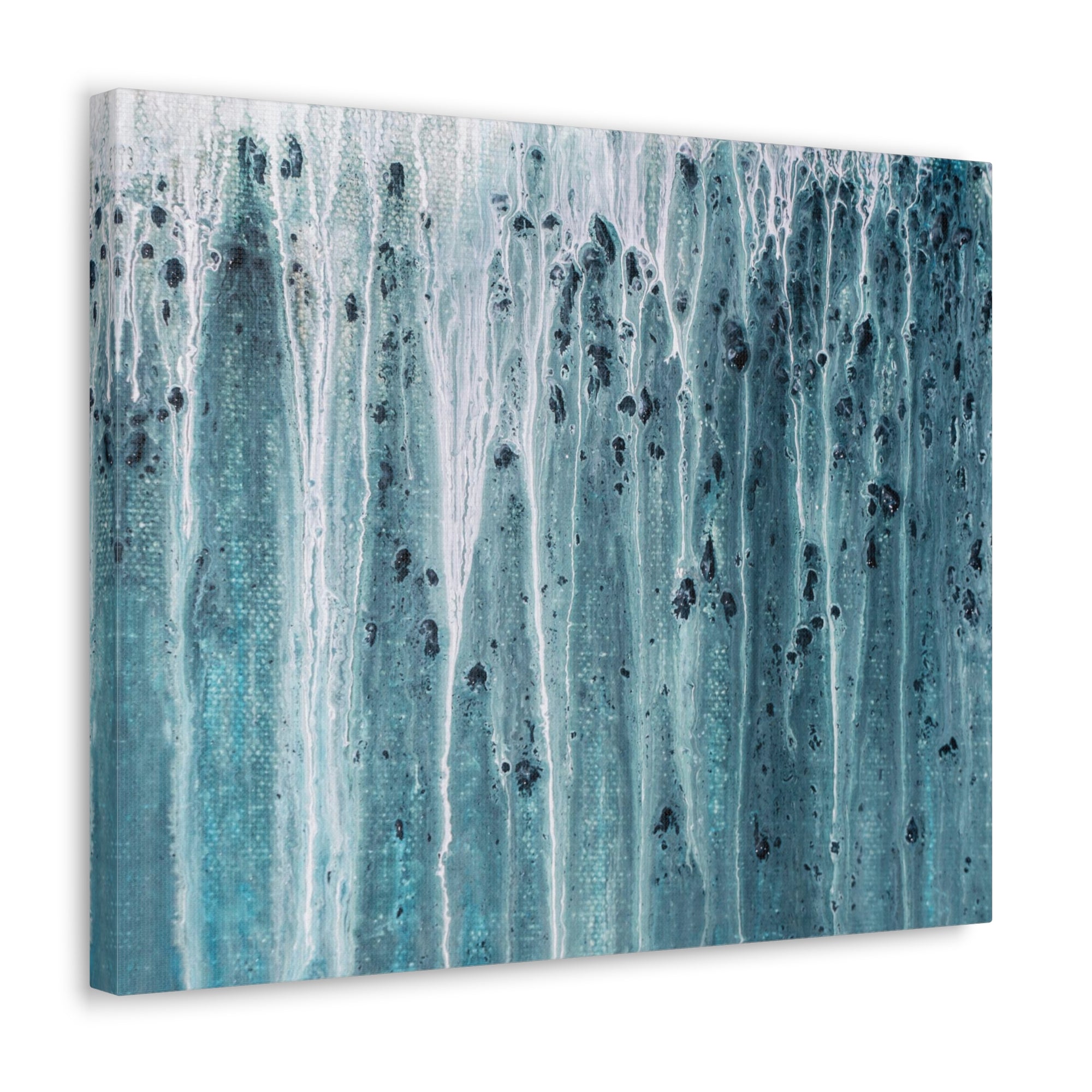 Blue Rain Abstract Acrylic Painting Canvas Wall Art for Home Decor Ready-to-Hang-Express Your Love Gifts