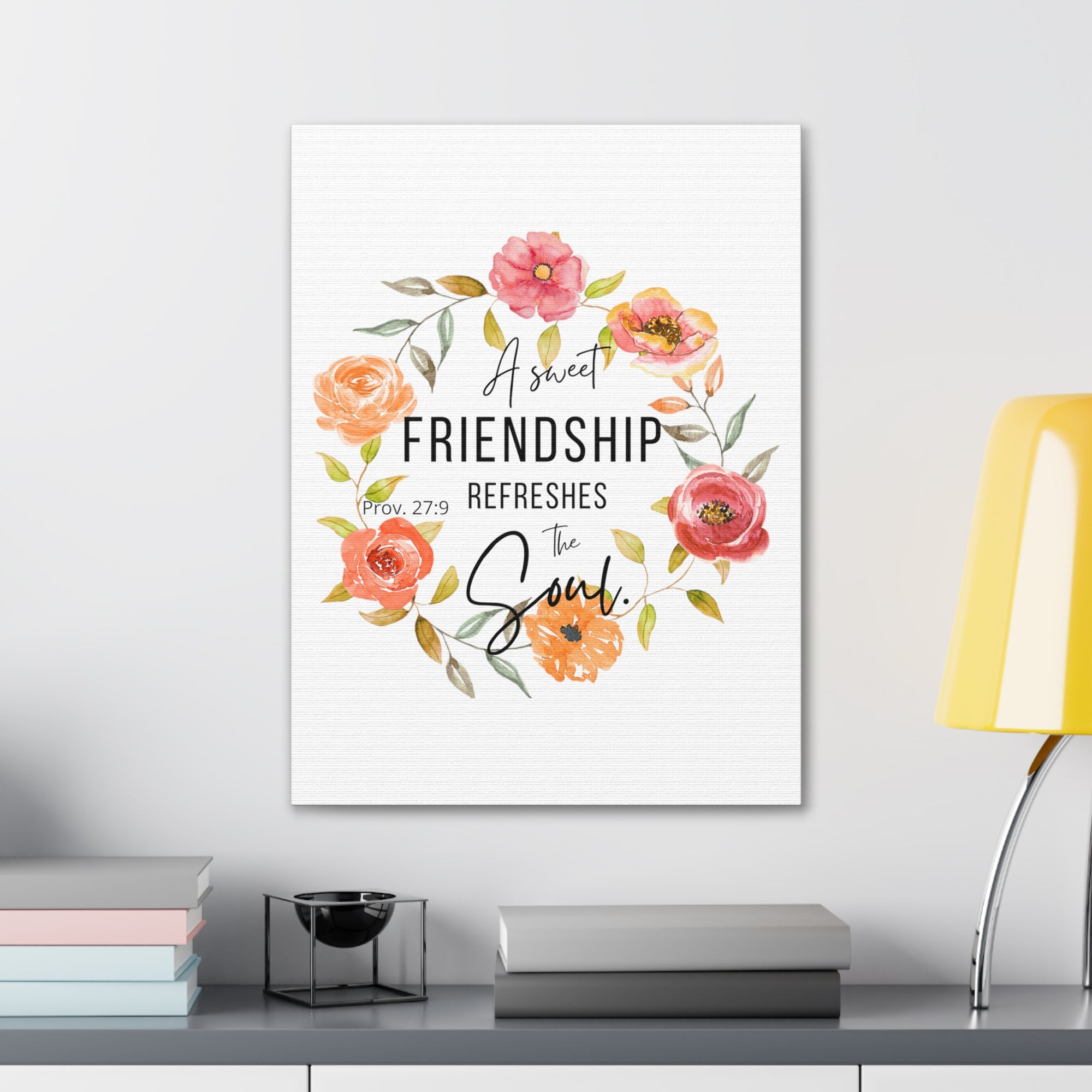 Scripture Walls Proverbs 27:9 A Sweet Friendship Bible Verse Canvas Christian Wall Art Ready to Hang Unframed-Express Your Love Gifts