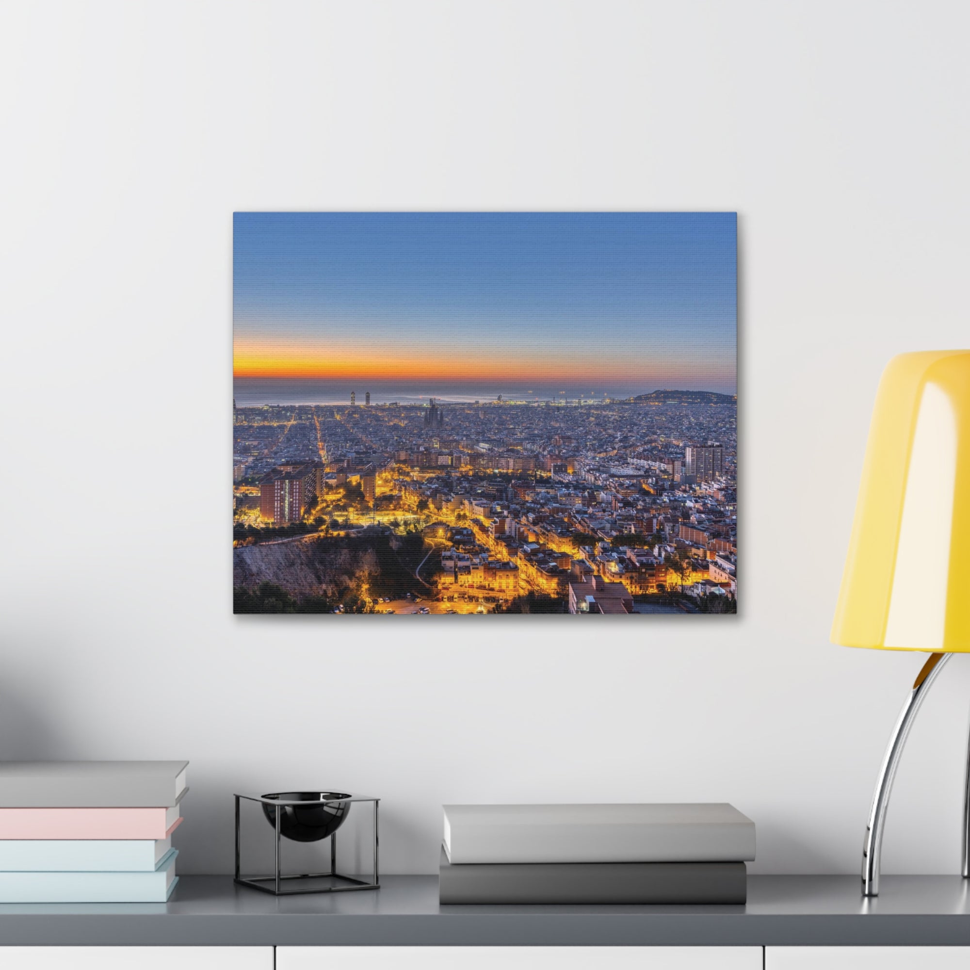 Barcelona Night Skyline Canvas Artwork High-Quality Breathtaking Stunning Cityscape for Home Decor Ready to Hang-Express Your Love Gifts