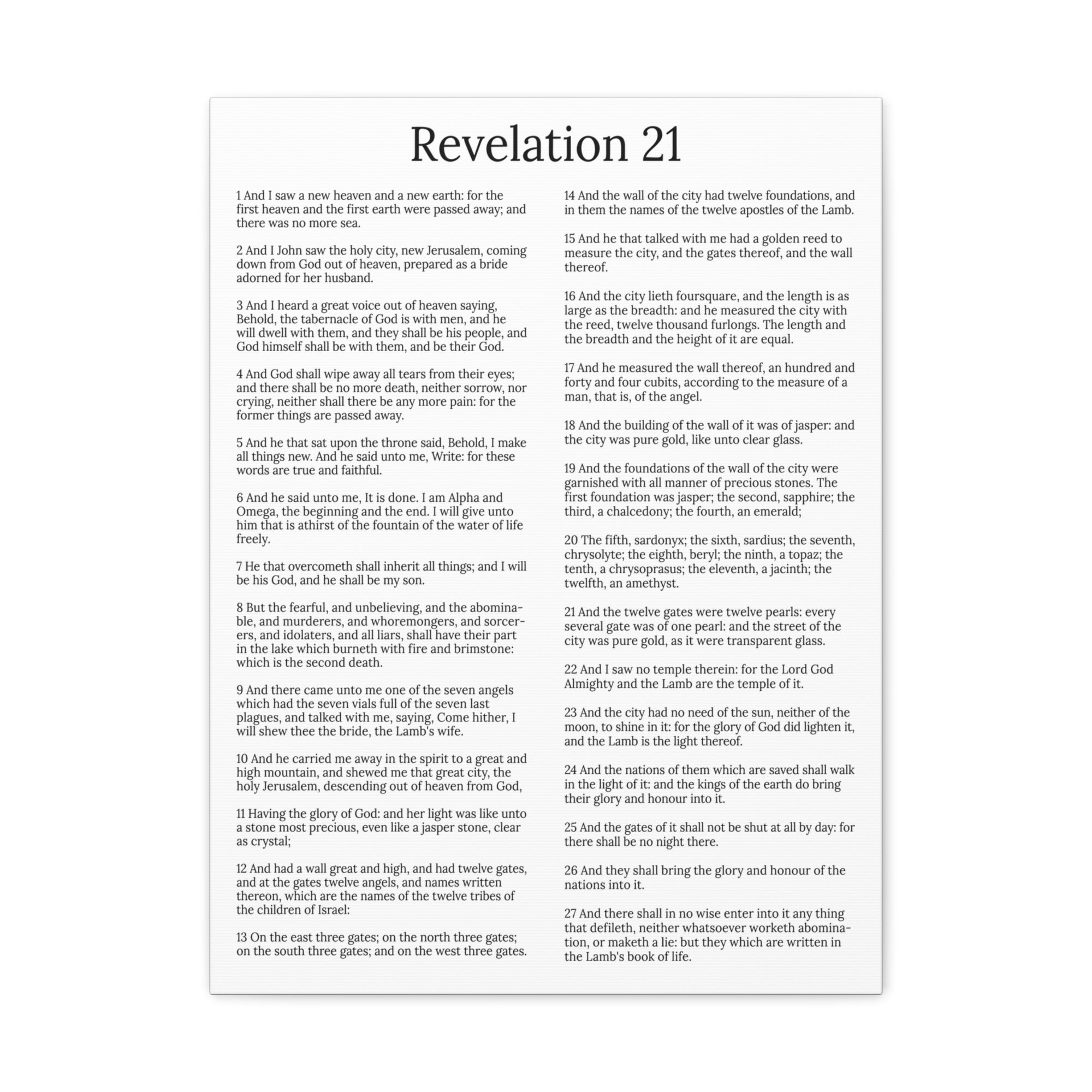 Scripture Walls Revelation 21 Chapter New Heaven and New Earth White Christian Wall Art Print Ready to Hang Unframed-Express Your Love Gifts