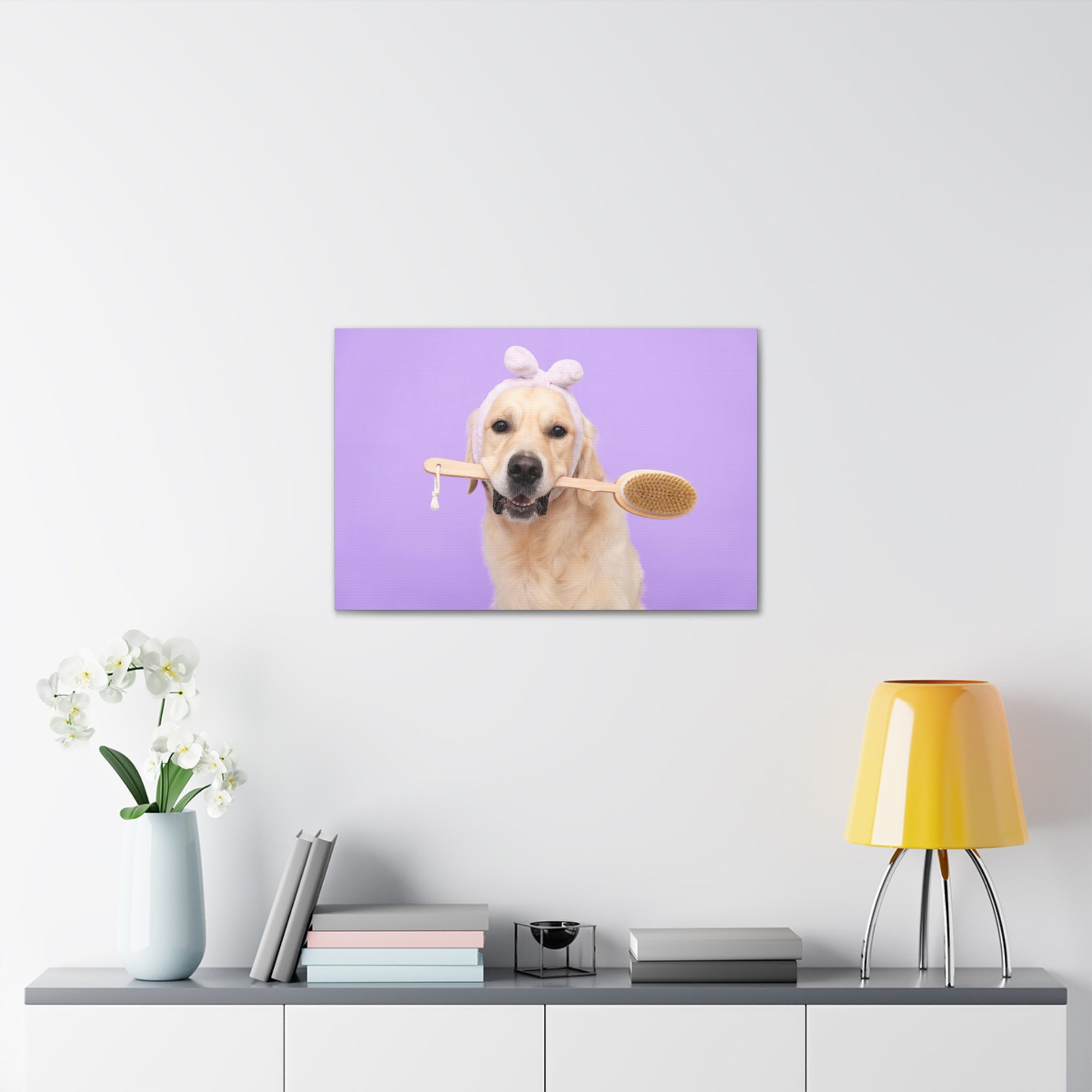 Funny Golden Retriever Bathee Canvas Wall Art for Home Decor Ready-to-Hang-Express Your Love Gifts