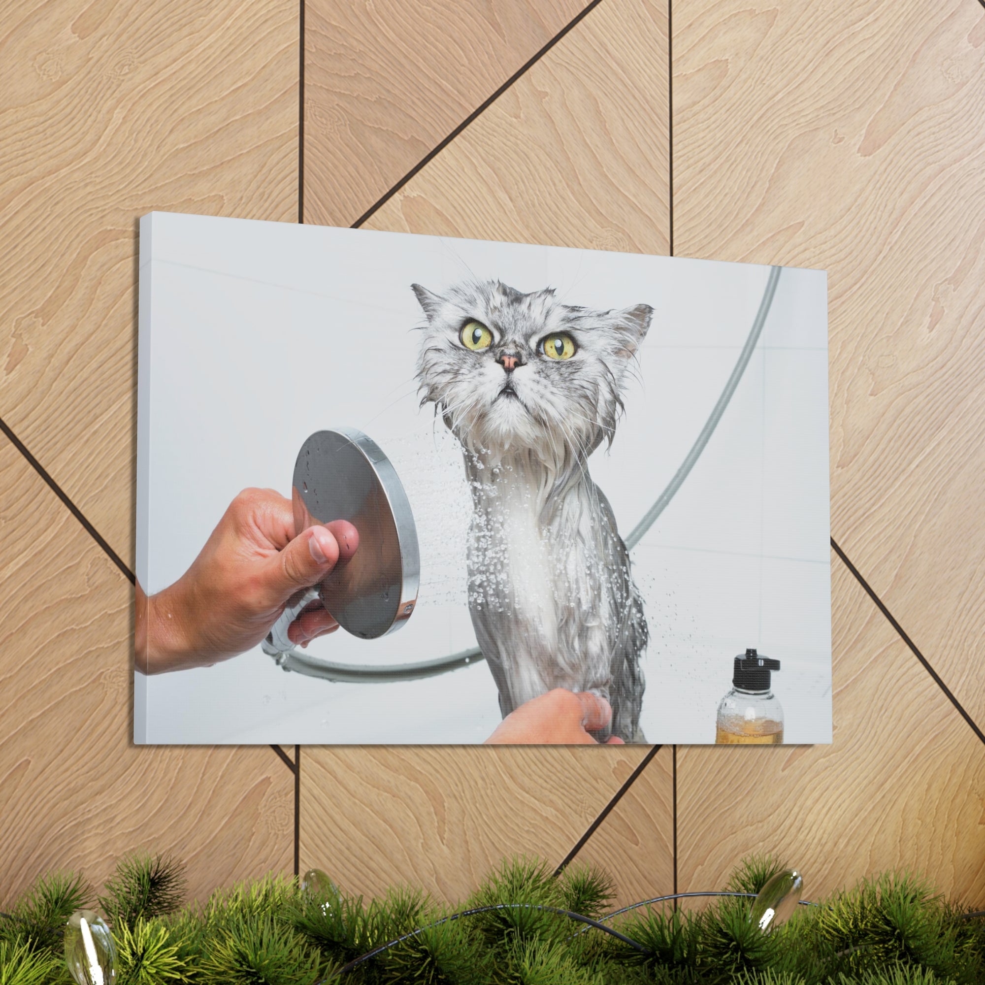 Funny Wet Cat Bath Canvas Wall Art for Home Decor Ready-to-Hang-Express Your Love Gifts