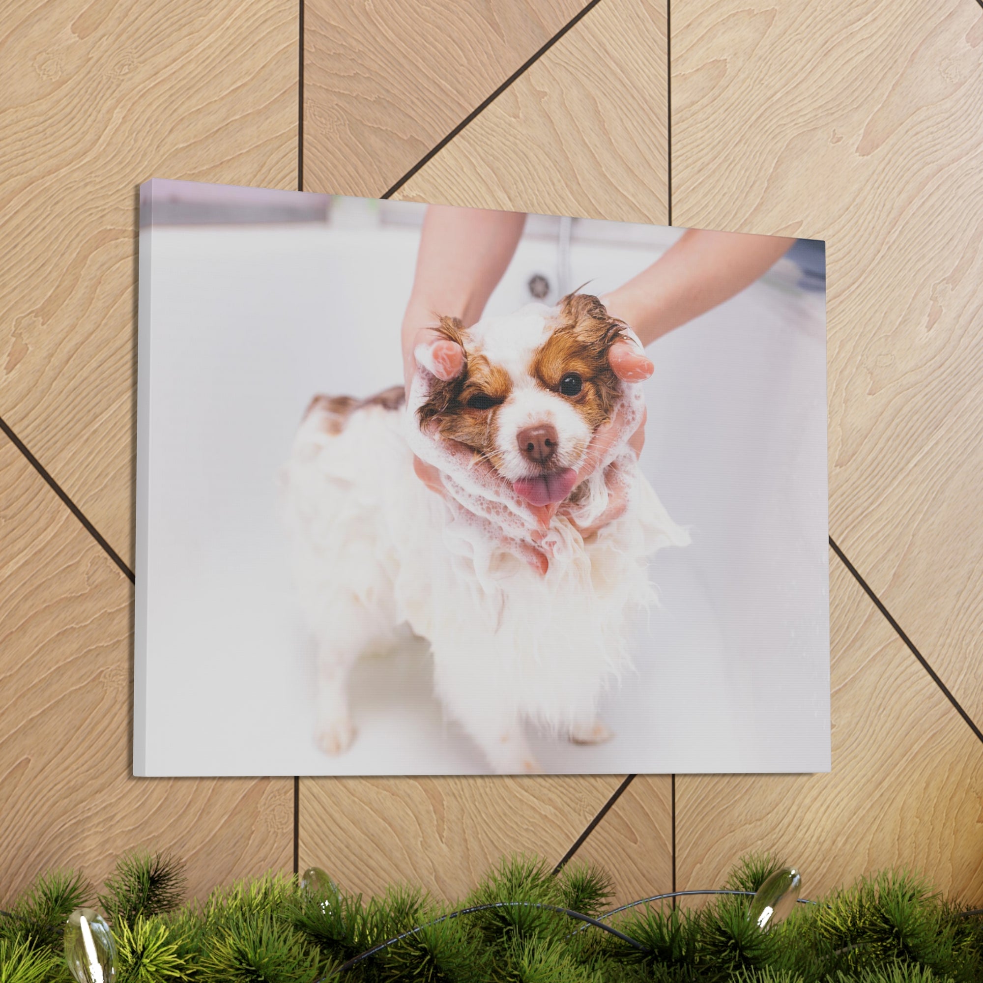 Funny Australian Shephard Bathee Canvas Wall Art for Home Decor Ready-to-Hang-Express Your Love Gifts