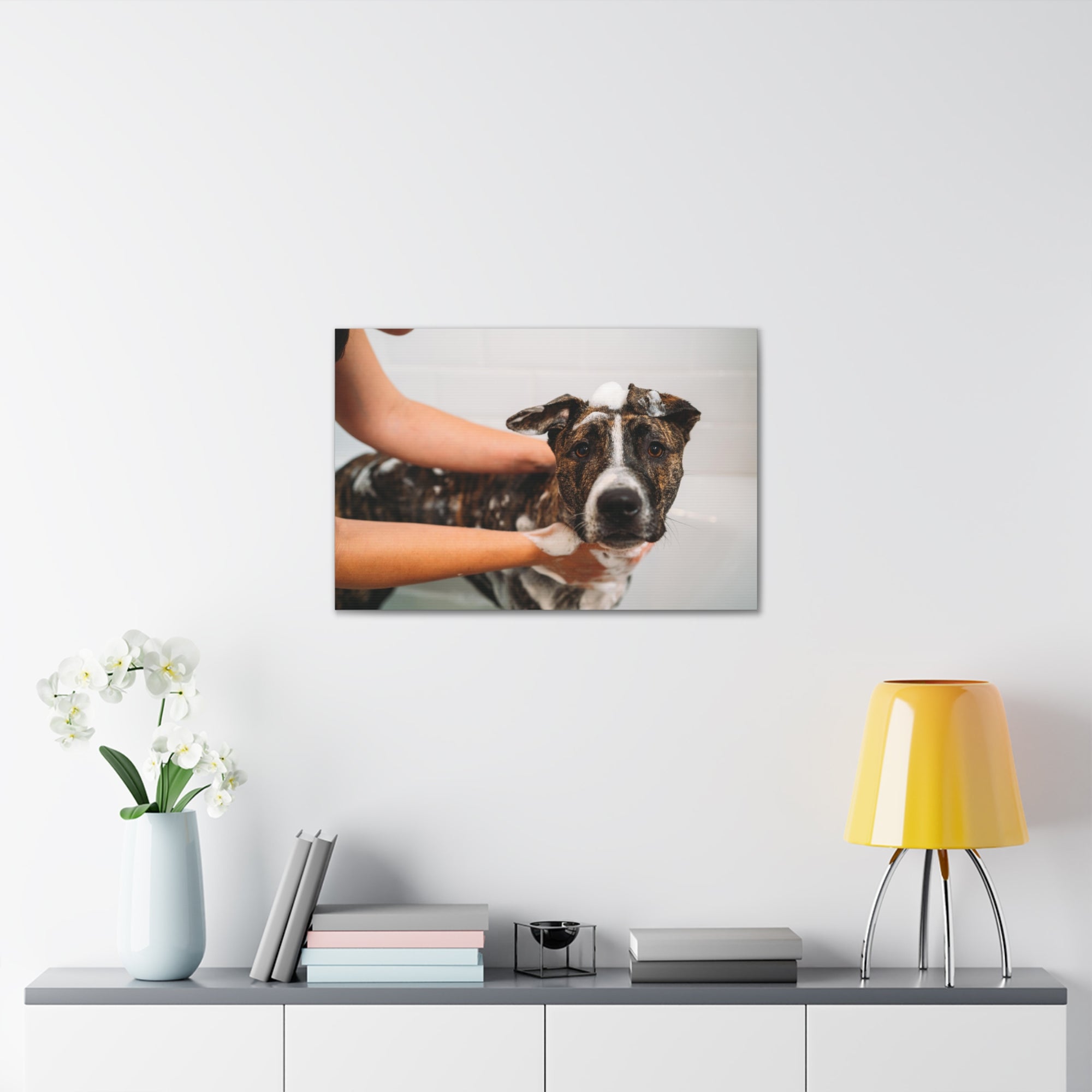 Cute American Staffordshire Terrier Bathee Canvas Wall Art for Home Decor Ready-to-Hang-Express Your Love Gifts