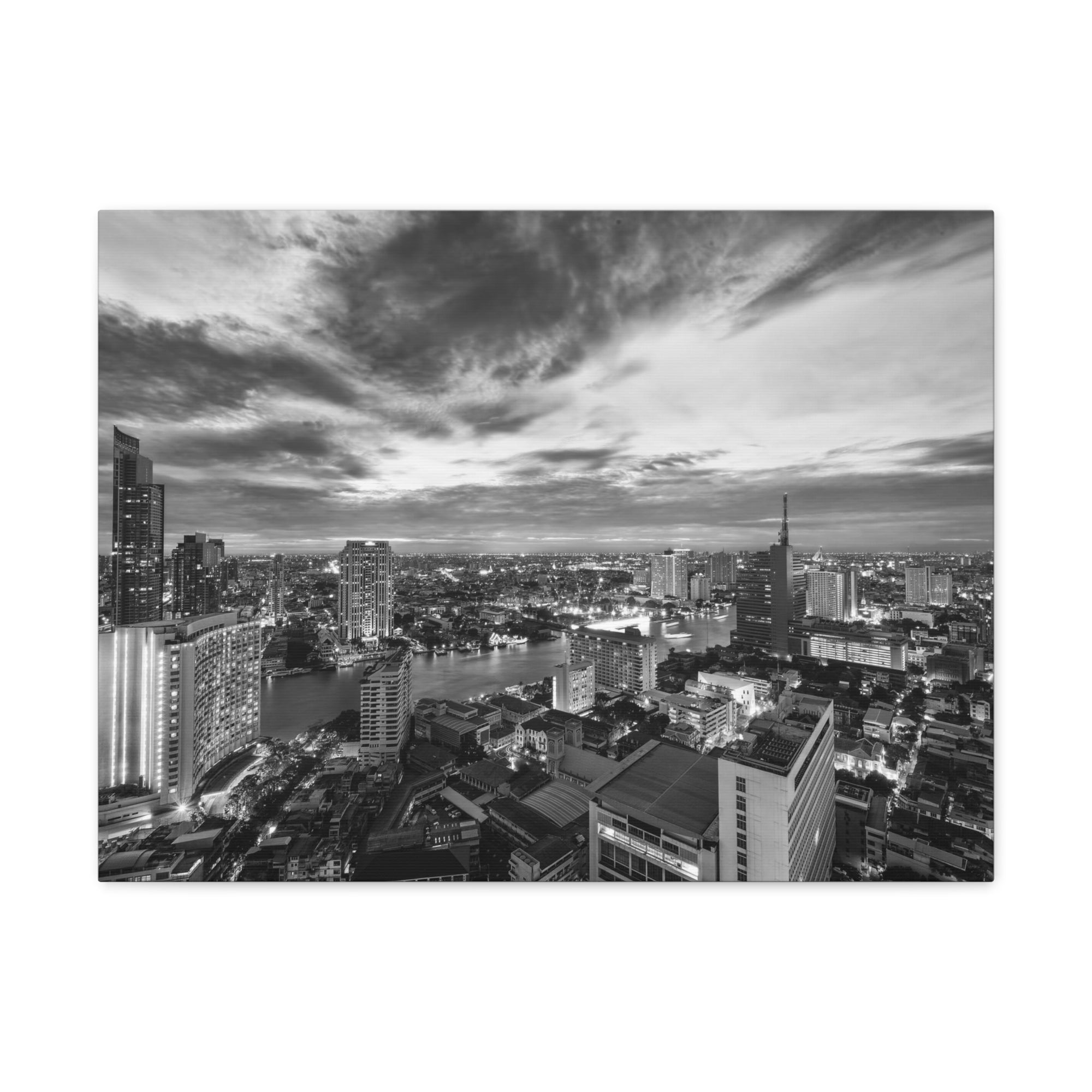 Bangkok Black And White Skyline Canvas Artwork High-Quality Breathtaking Stunning Cityscape for Home Decor Ready to Hang-Express Your Love Gifts