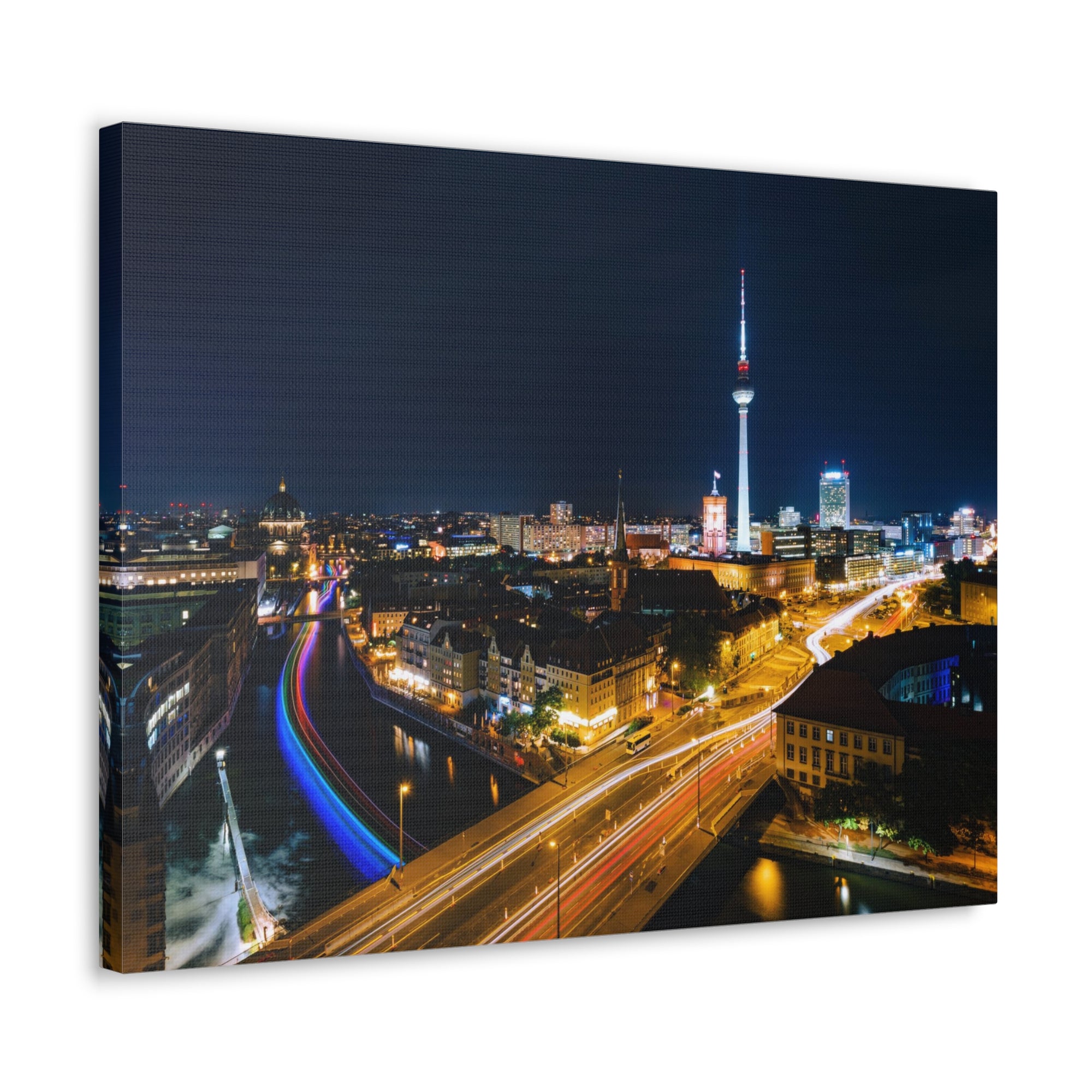 Berlin Night Skyline Canvas Artwork High-Quality Breathtaking Stunning Cityscape for Home Decor Ready to Hang-Express Your Love Gifts