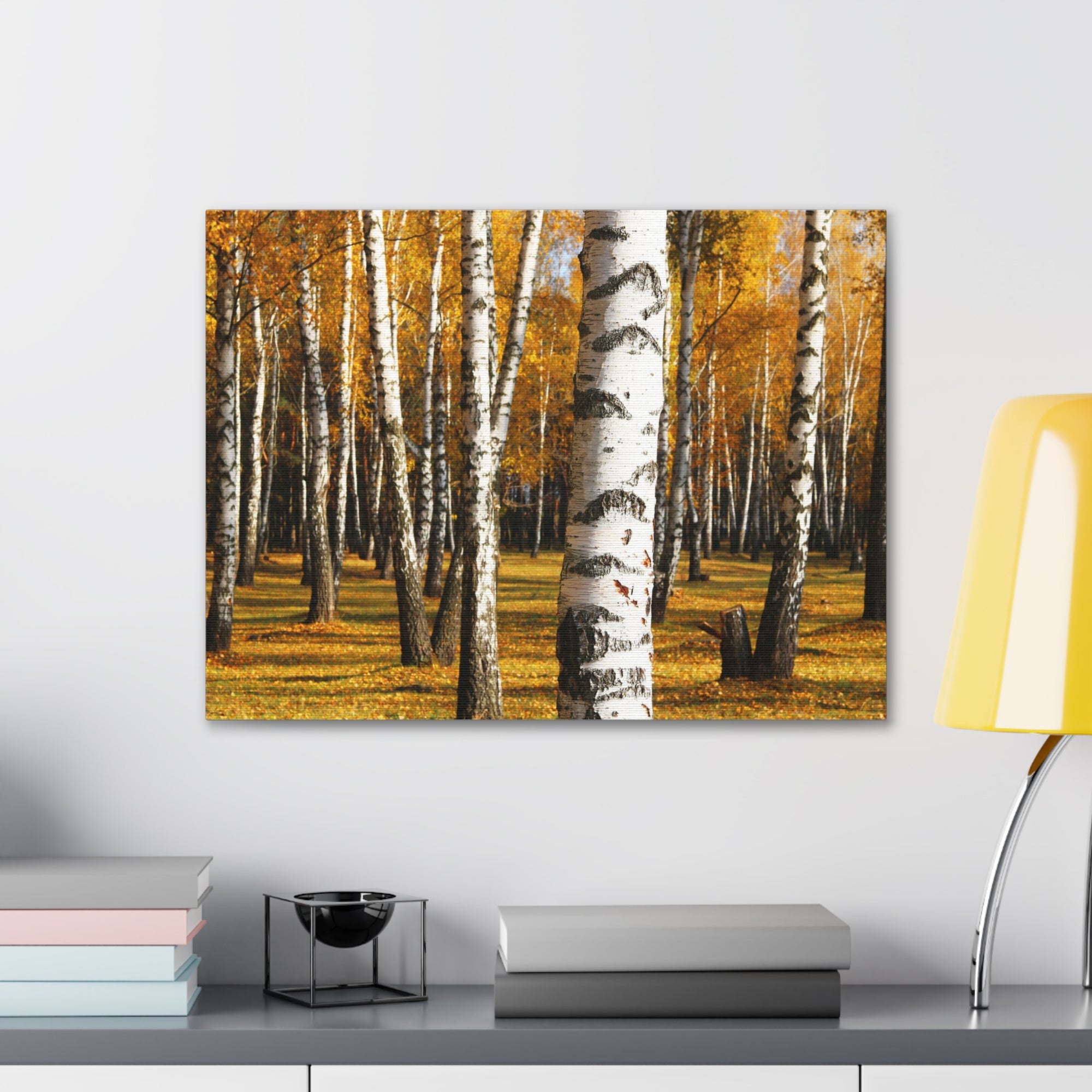 Birch Tree Orange Forest Nature Wilderness Photography Canvas Wall Art for Home Decor Ready-to-Hang-Express Your Love Gifts