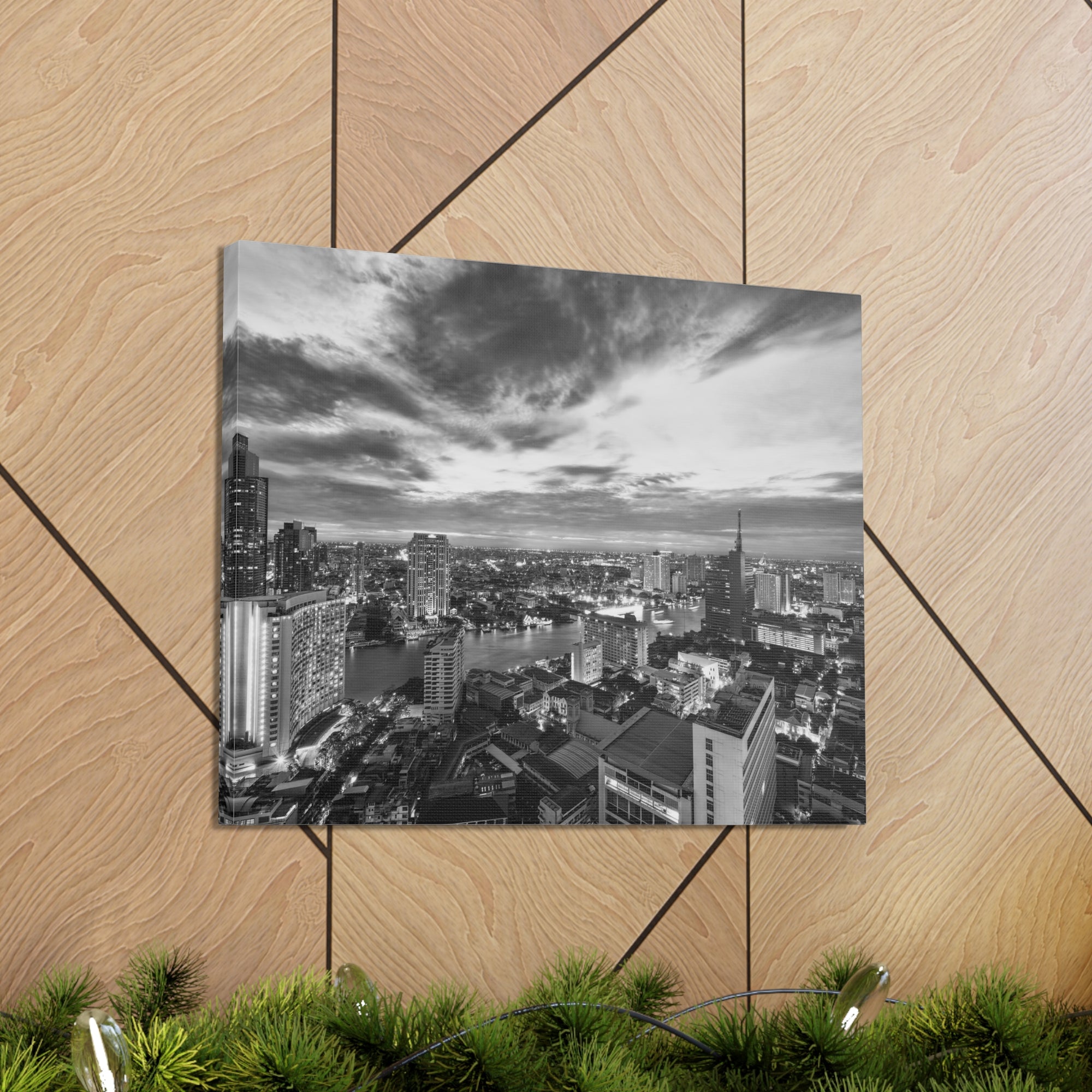 Bangkok Black And White Skyline Canvas Artwork High-Quality Breathtaking Stunning Cityscape for Home Decor Ready to Hang-Express Your Love Gifts