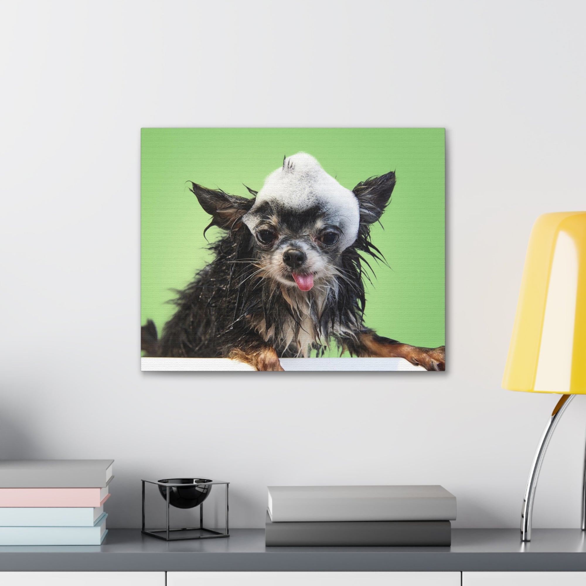 Funny Chihuahua Bath Canvas Wall Art for Home Decor Ready-to-Hang-Express Your Love Gifts