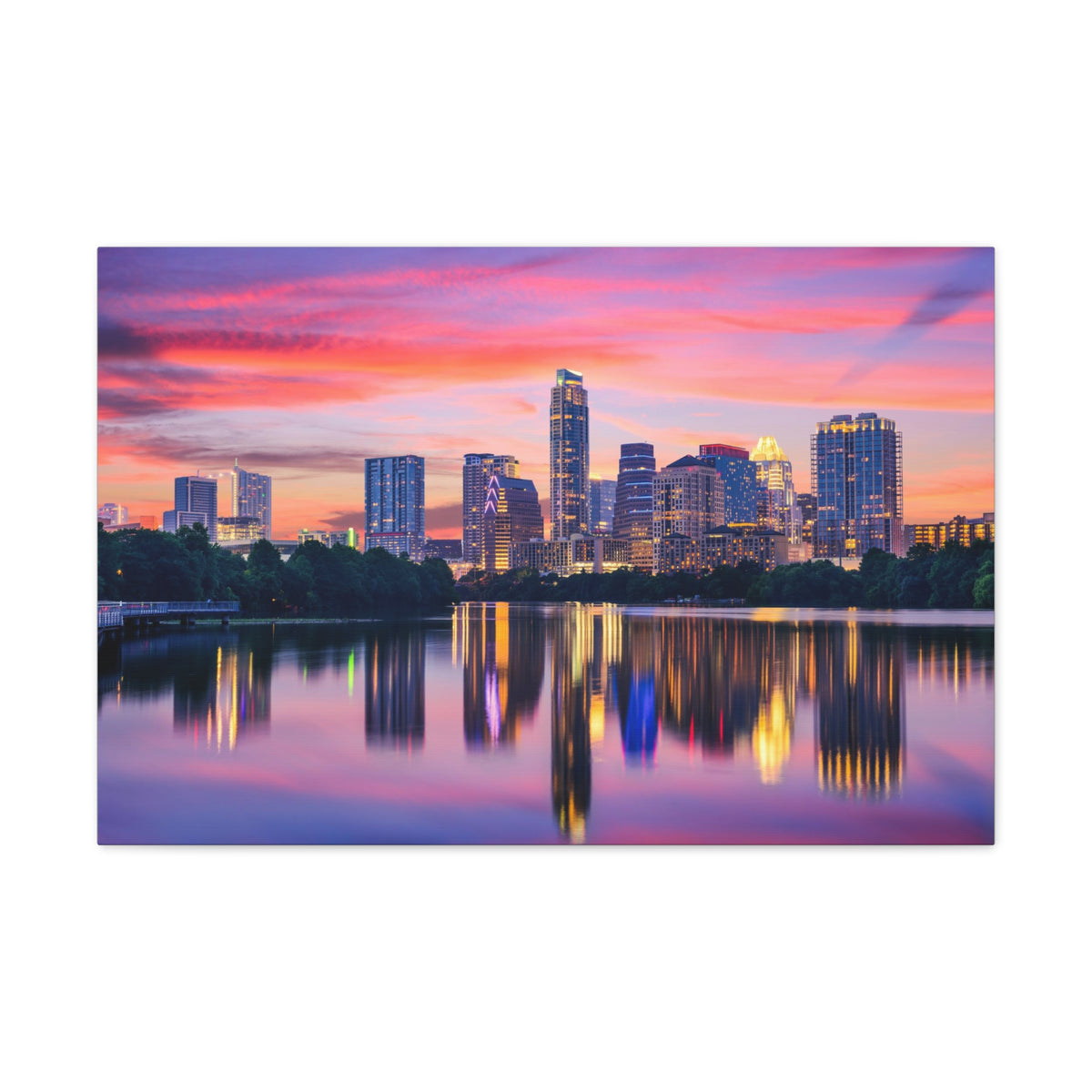 Austin Night Skyline Canvas Artwork High-Quality Breathtaking Stunning Cityscape for Home Decor Ready to Hang-Express Your Love Gifts