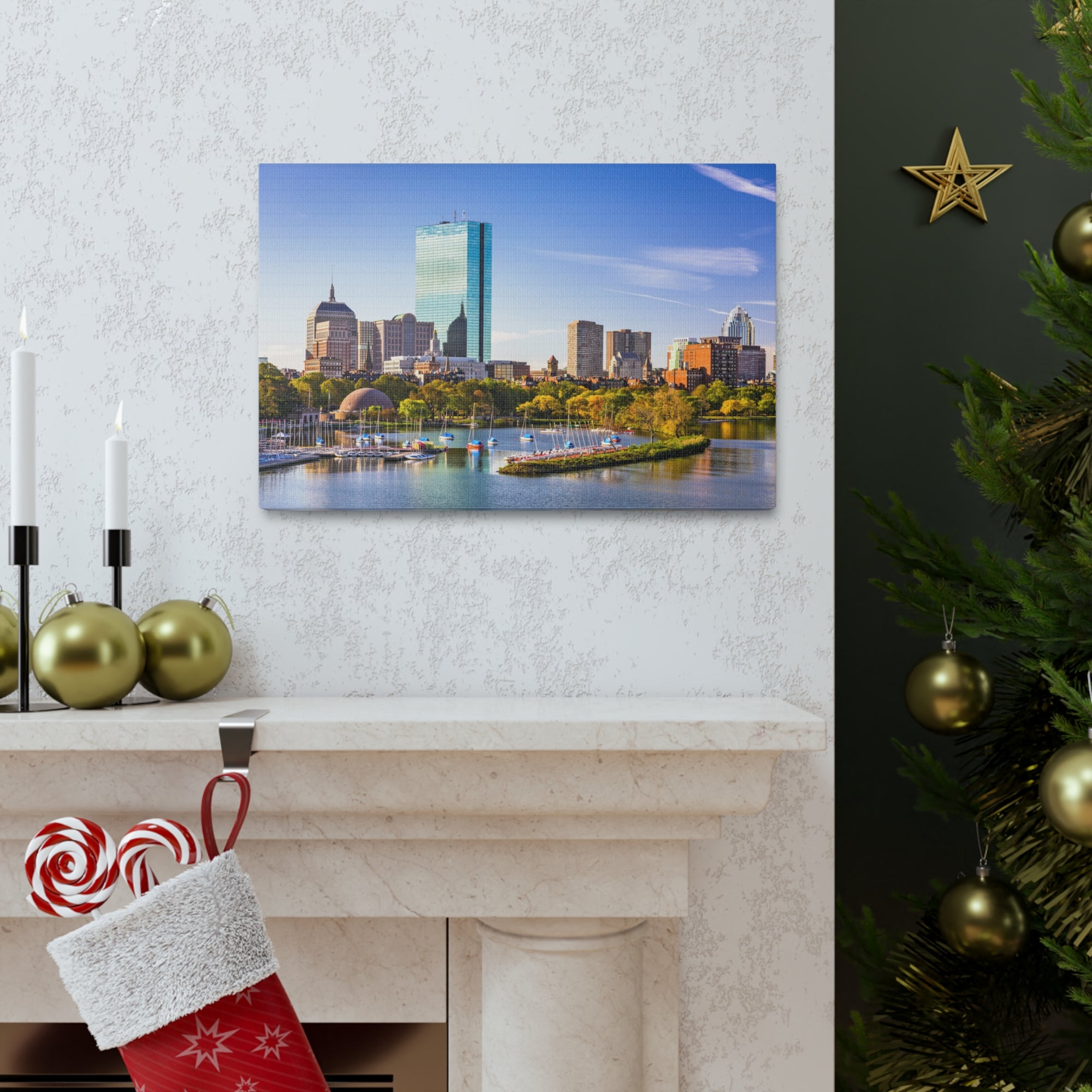 Boston Daytime Skyline Canvas Artwork High-Quality Breathtaking Stunning Cityscape for Home Decor Ready to Hang-Express Your Love Gifts