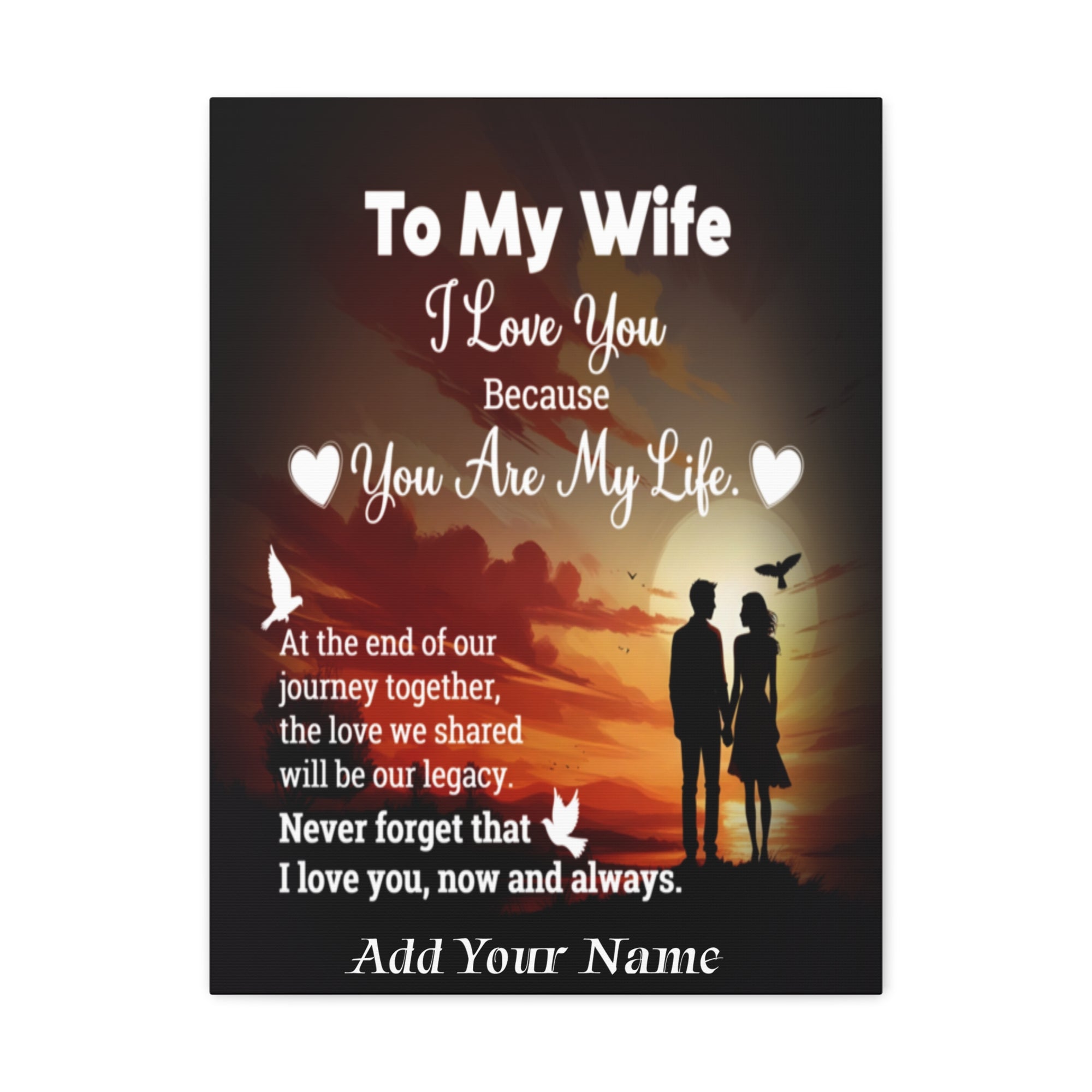 Personalized To My Wife Sunset Romance Canvas Wall Art - Heartfelt Gift of Love & Legacy-Express Your Love Gifts