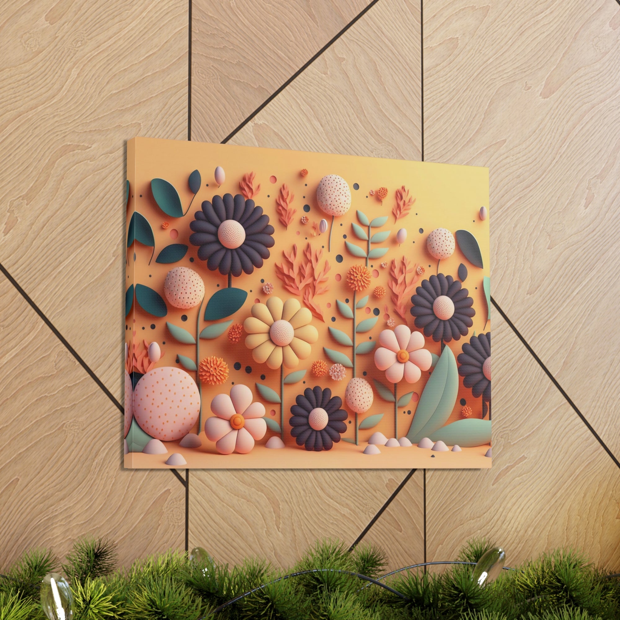 3D Floral Craft Wallpaper Flower Canvas Wall Art for Home Decor Ready-to-Hang-Express Your Love Gifts