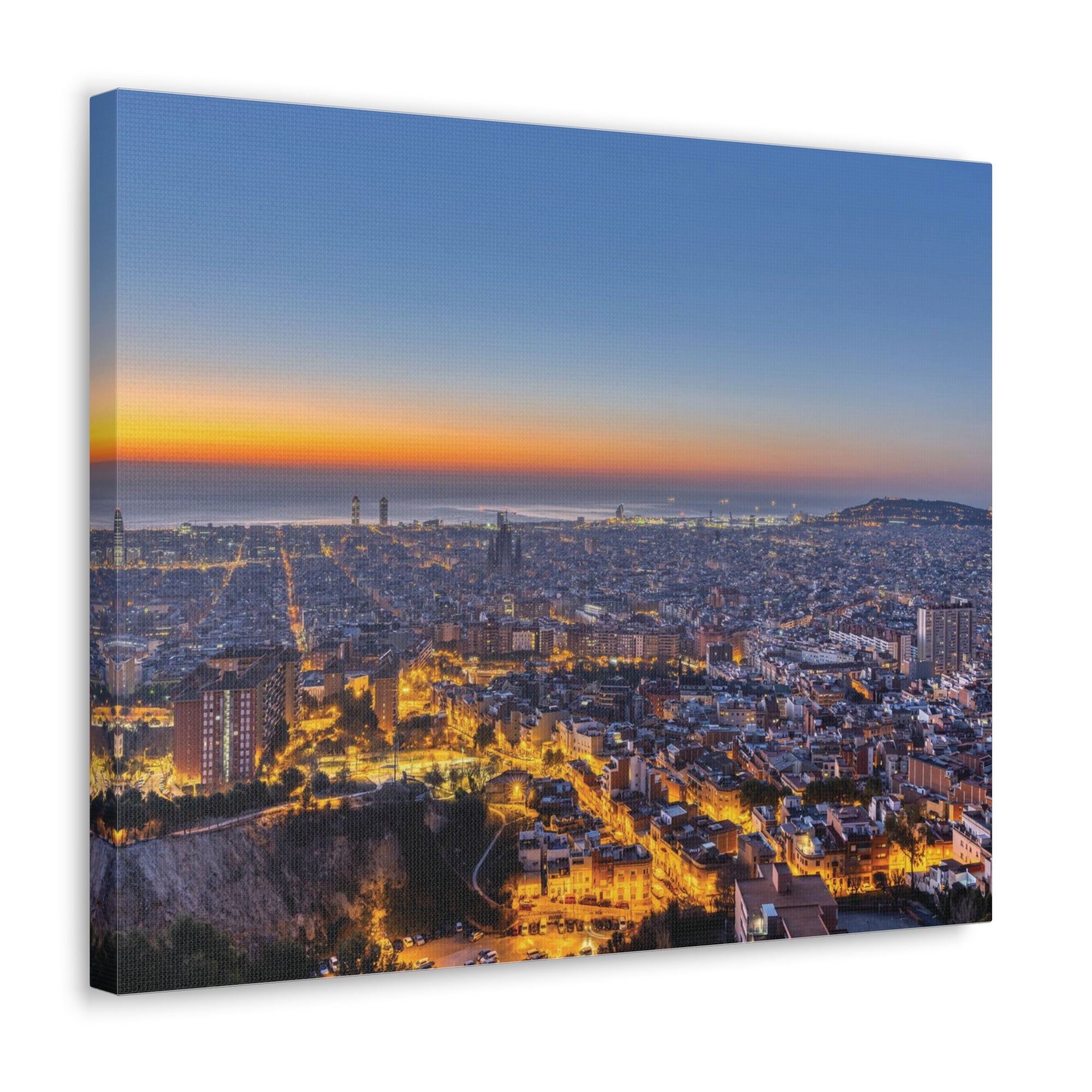 Barcelona Night Skyline Canvas Artwork High-Quality Breathtaking Stunning Cityscape for Home Decor Ready to Hang-Express Your Love Gifts