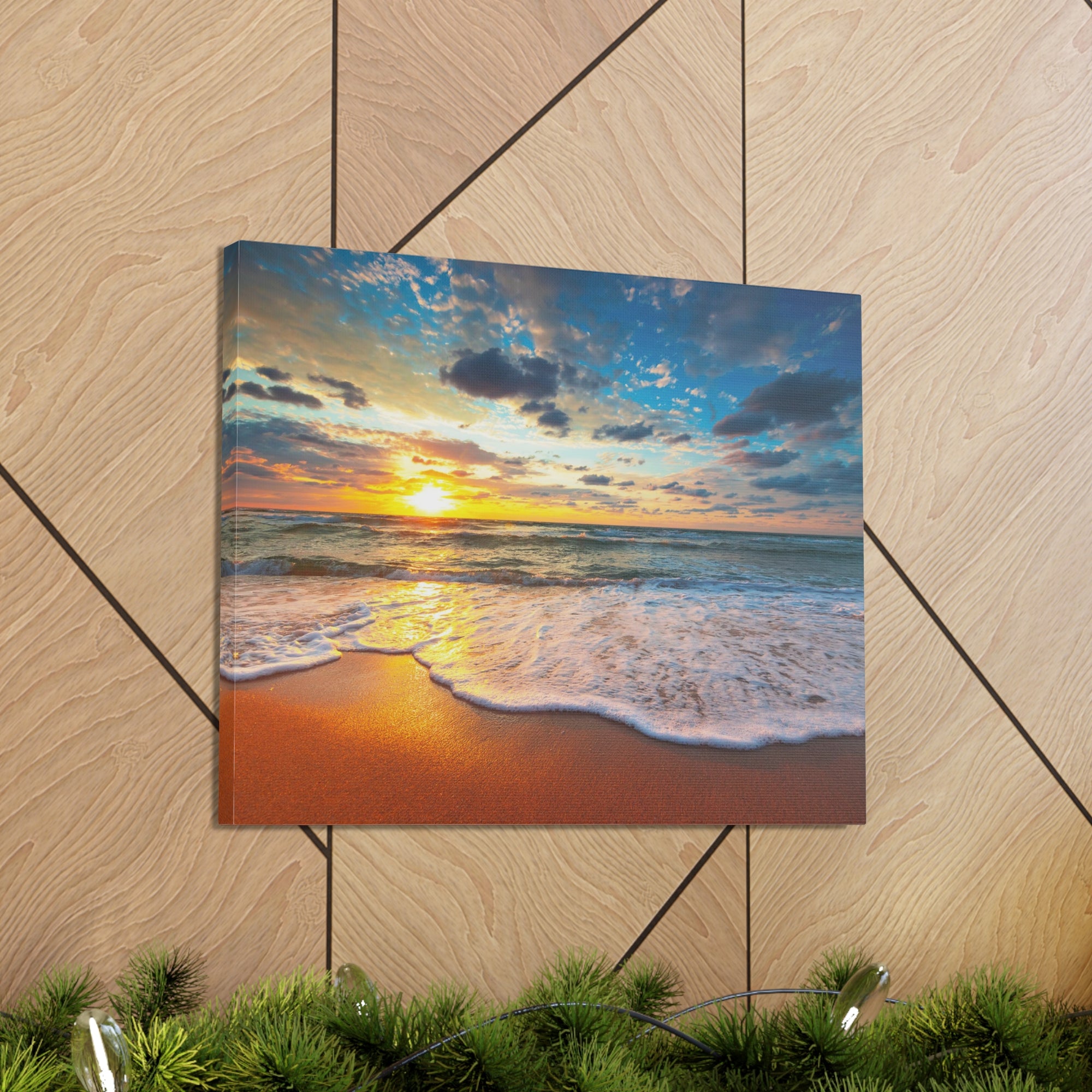 Beach Sunrise Tropical Sea Ocean Canvas Wall Art for Home Decor Ready-to-Hang-Express Your Love Gifts