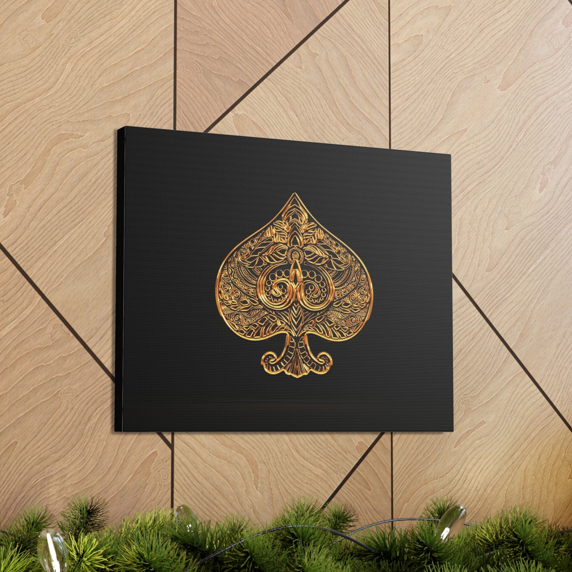 3D Gold Spades Playing Card Canvas Wall Art for Home Decor Ready-to-Hang-Express Your Love Gifts