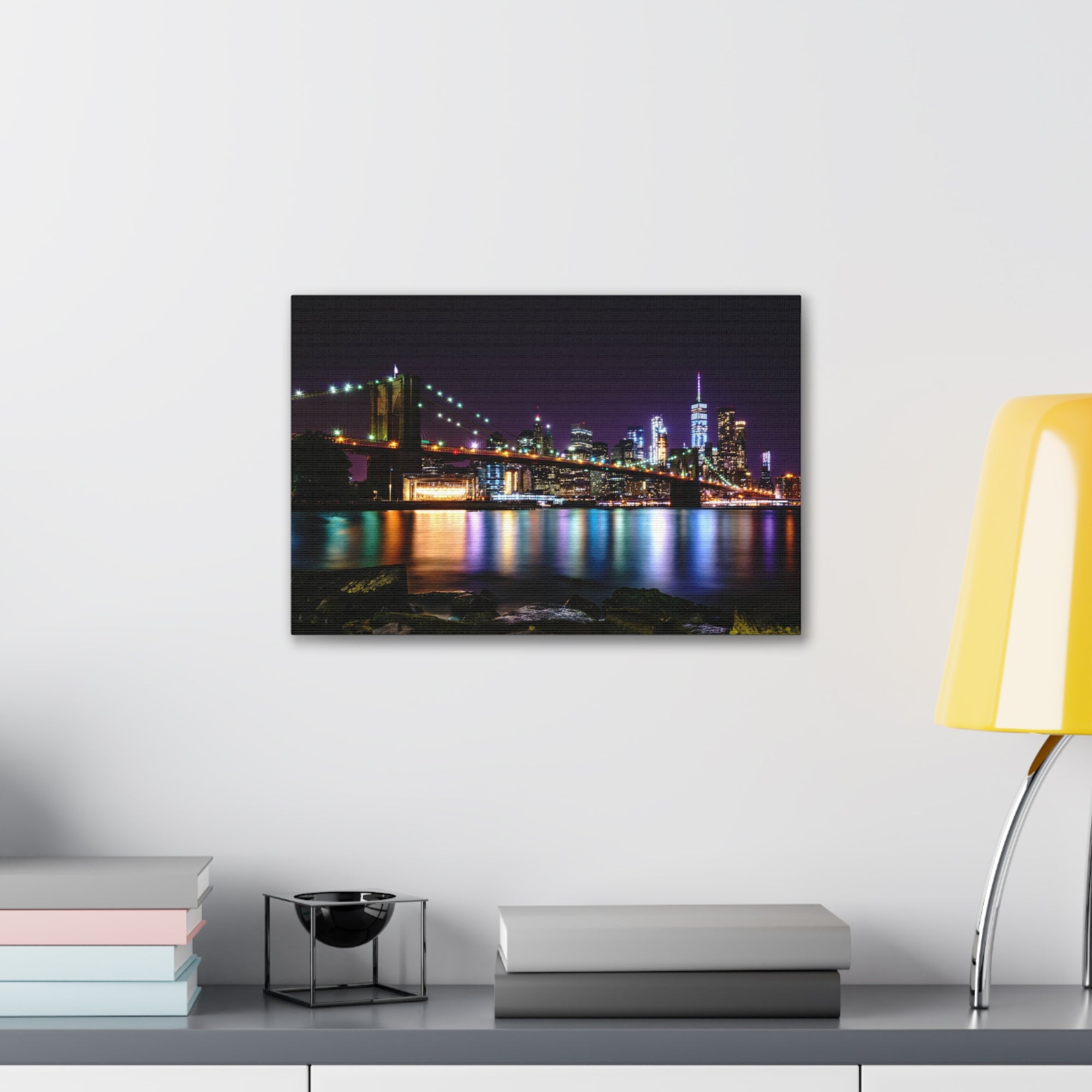 Brooklyn Night Skyline Canvas Artwork High-Quality Breathtaking Stunning Cityscape for Home Decor Ready to Hang-Express Your Love Gifts