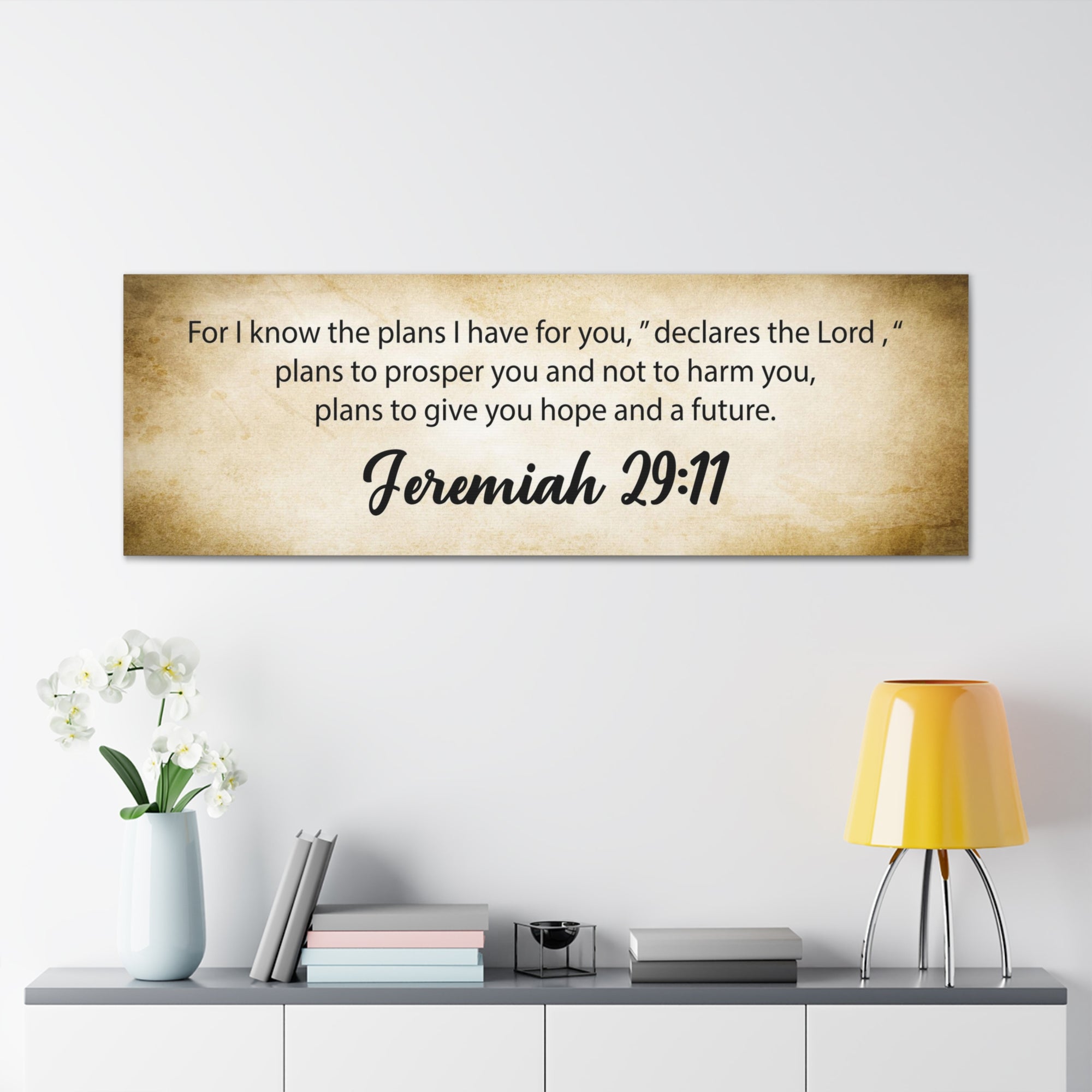 Scripture Walls Jeremiah 29:11 Gold Bible Verse Canvas Christian Wall Art Ready to Hang Unframed-Express Your Love Gifts